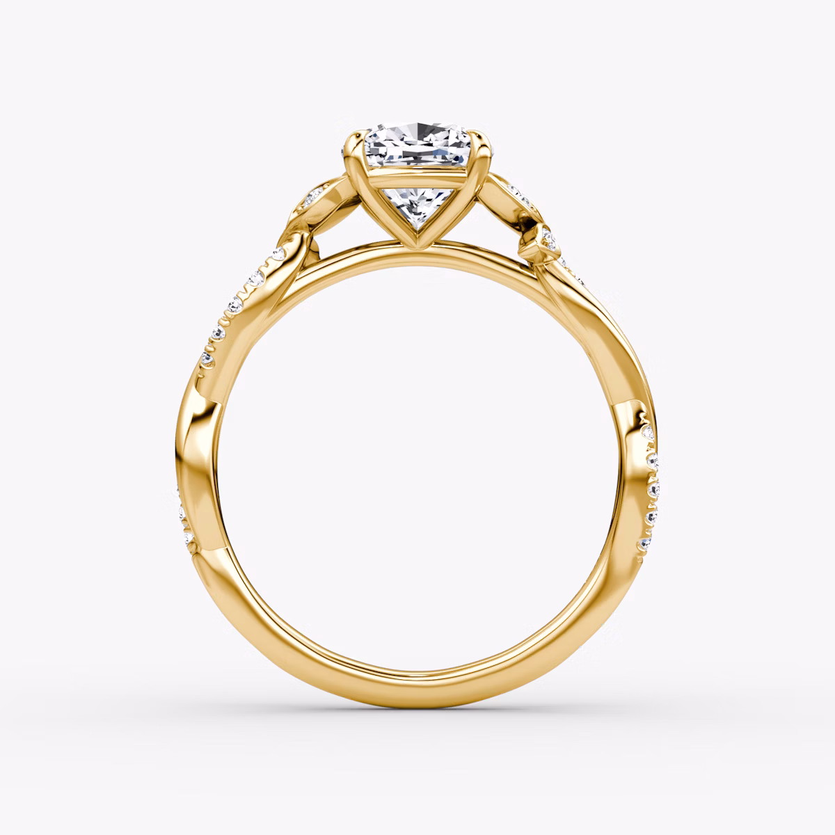 The Twisted Floral | Cushion | 18k | Yellow Gold | bandAccent: Pavé | diamondOrientation: vertical | caratWeight: other