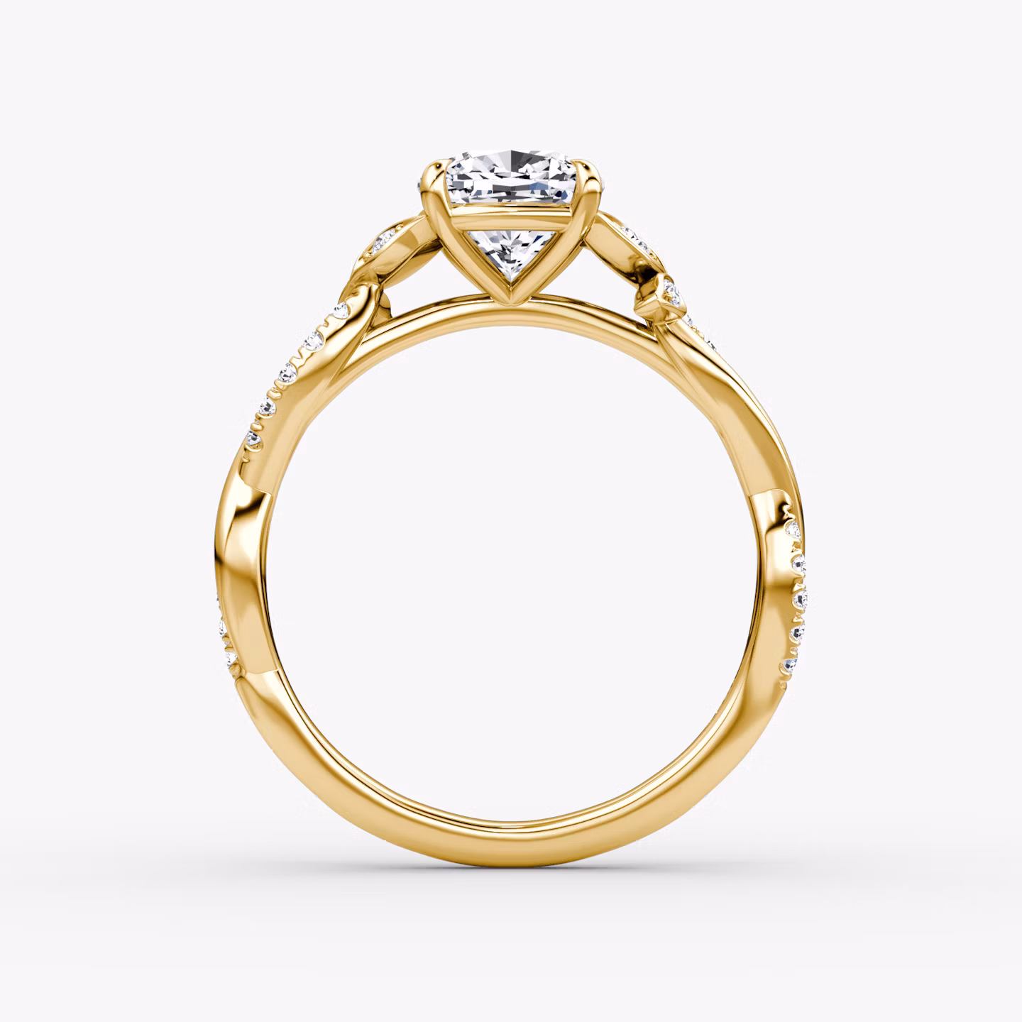 The Twisted Floral | Cushion | 18k | Yellow Gold | bandAccent: Pavé | diamondOrientation: vertical | caratWeight: other