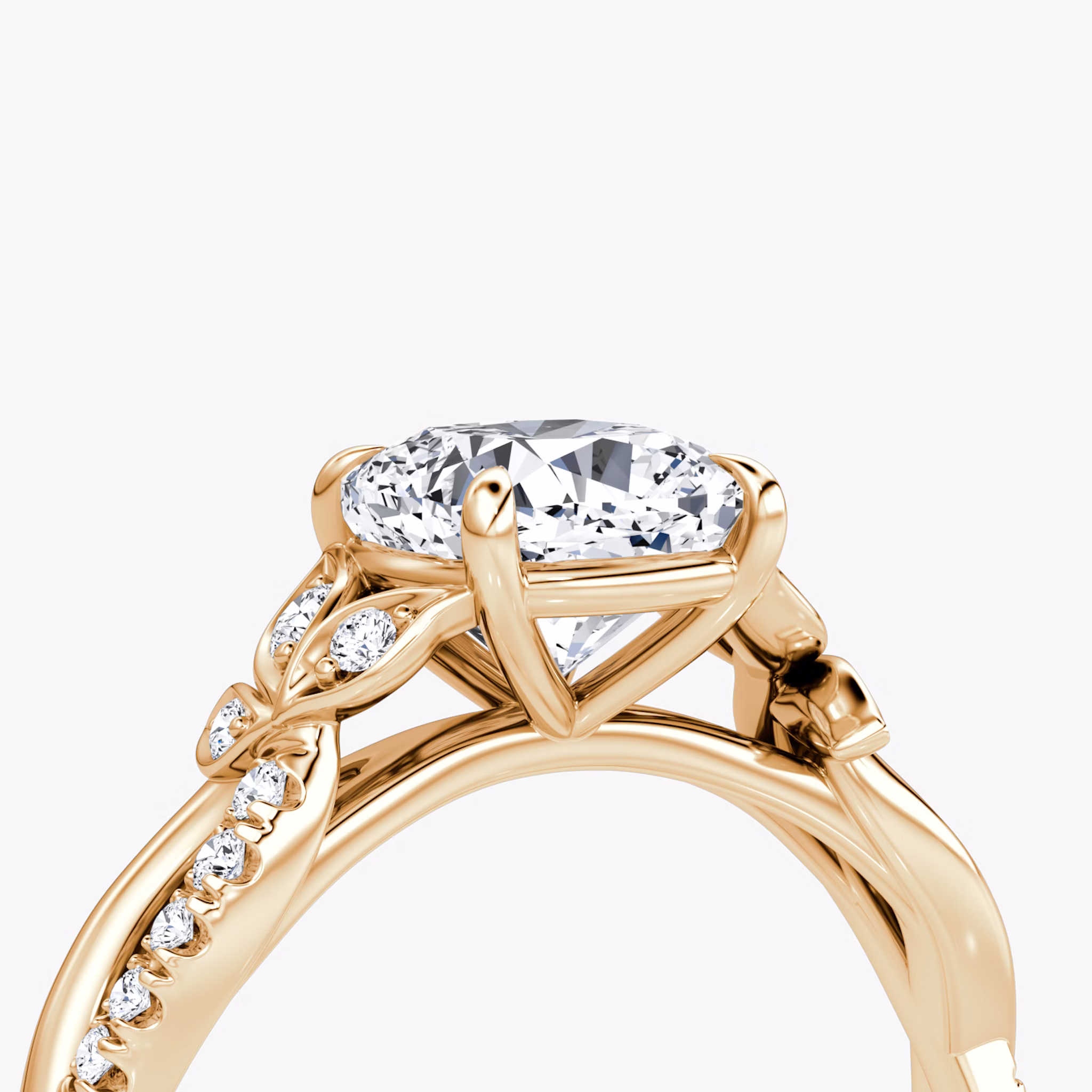The Twisted Floral | Cushion | 14k | Rose Gold | bandAccent: Pavé | diamondOrientation: vertical | caratWeight: other