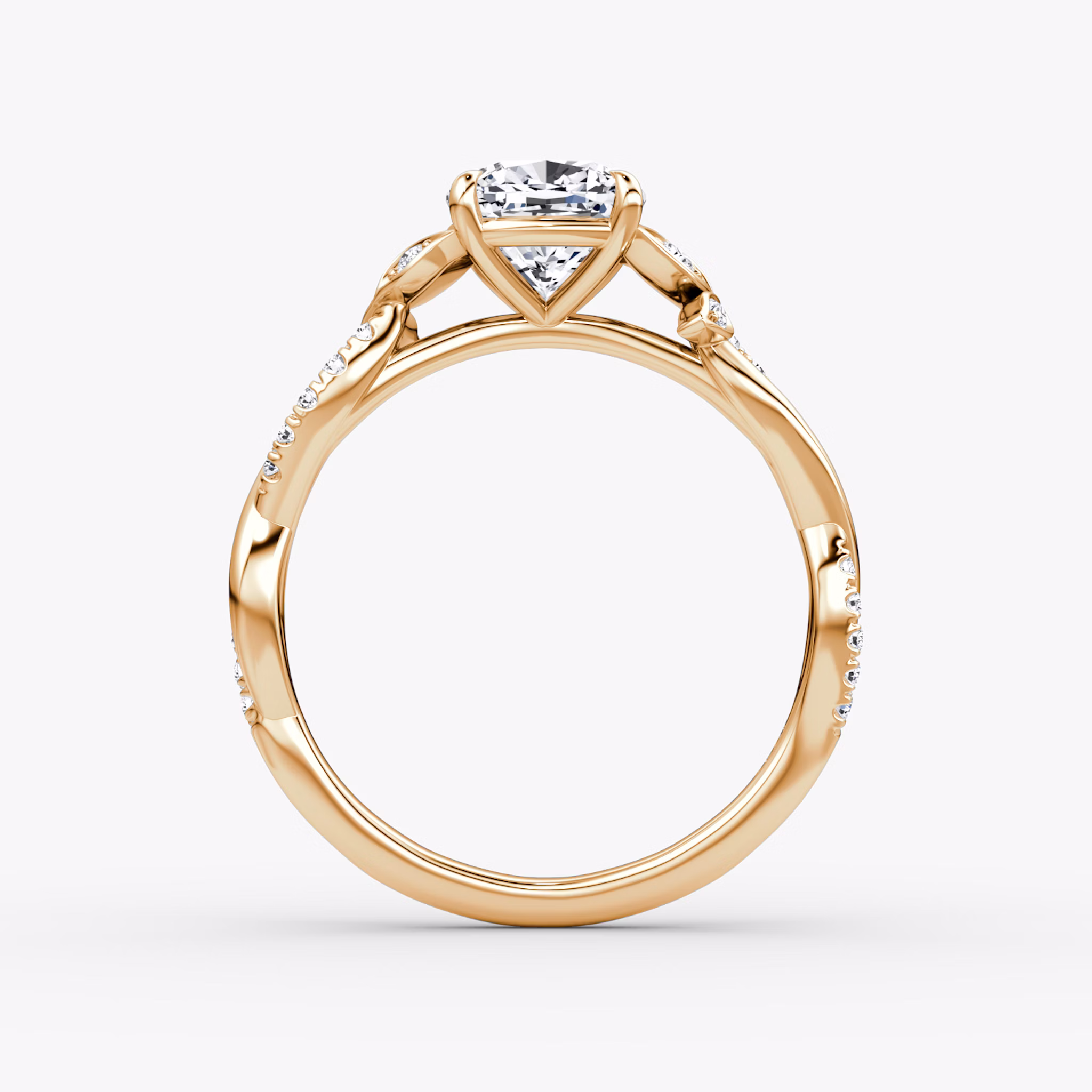 The Twisted Floral | Cushion | 14k | Rose Gold | bandAccent: Pavé | diamondOrientation: vertical | caratWeight: other