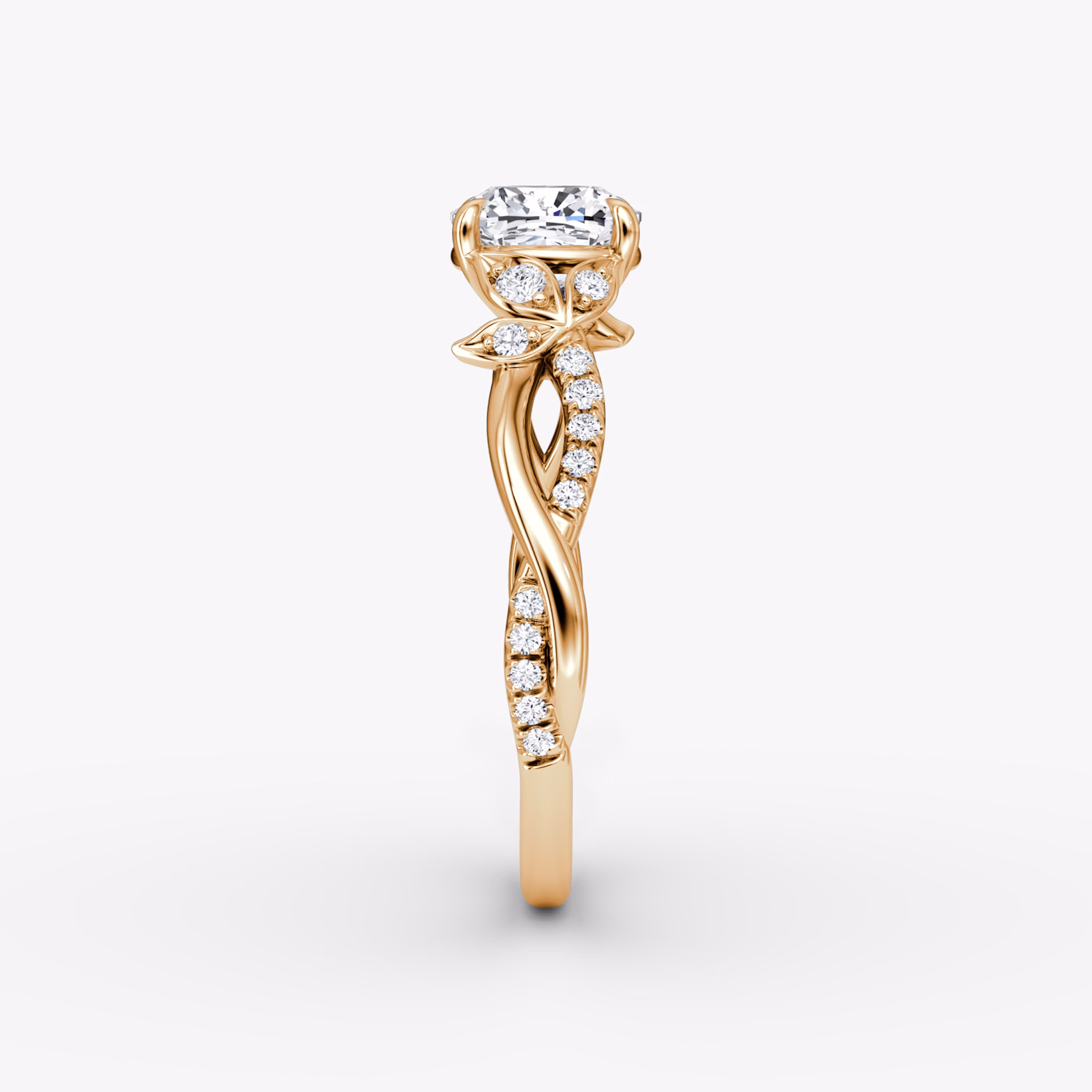 The Twisted Floral | Cushion | 14k | Rose Gold | bandAccent: Pavé | diamondOrientation: vertical | caratWeight: other
