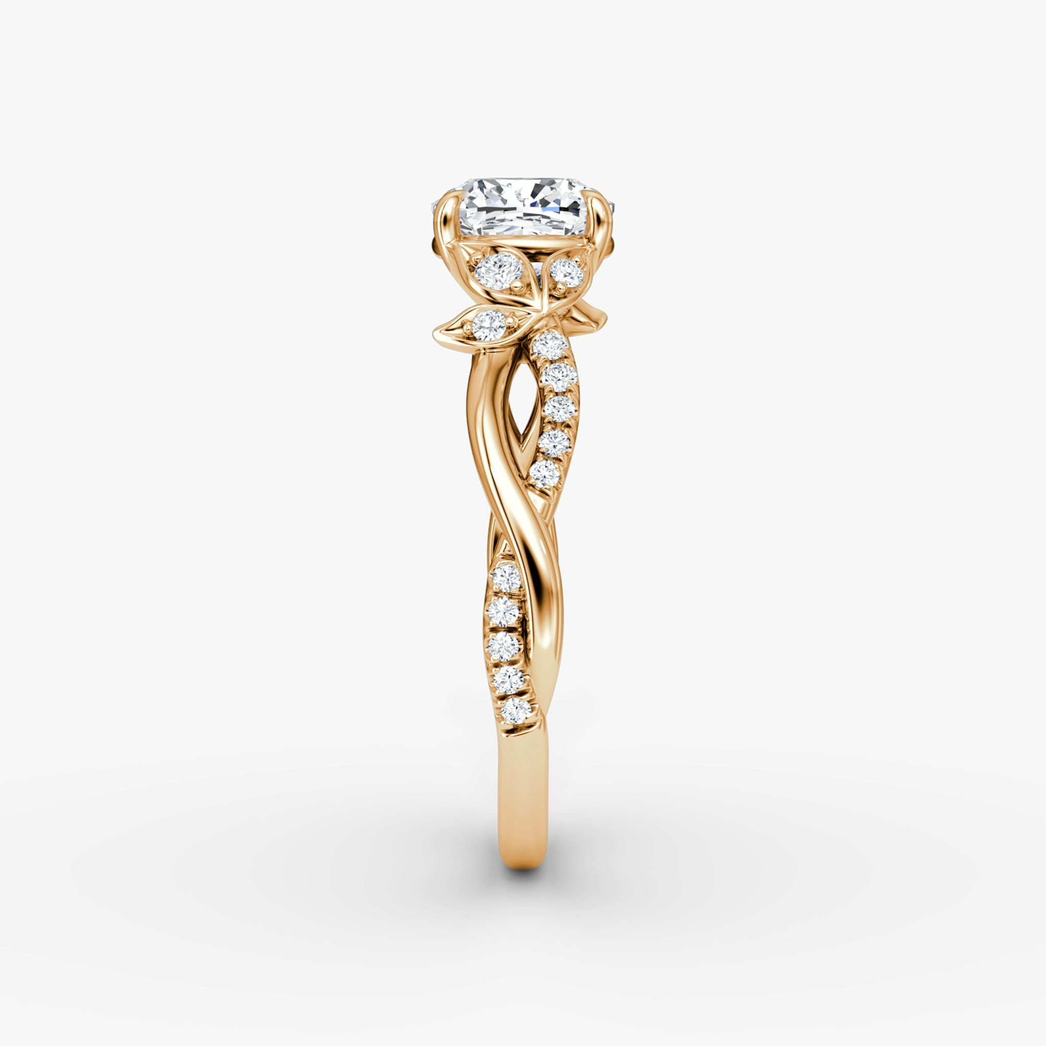The Twisted Floral | Cushion | 14k | Rose Gold | bandAccent: Pavé | diamondOrientation: vertical | caratWeight: other