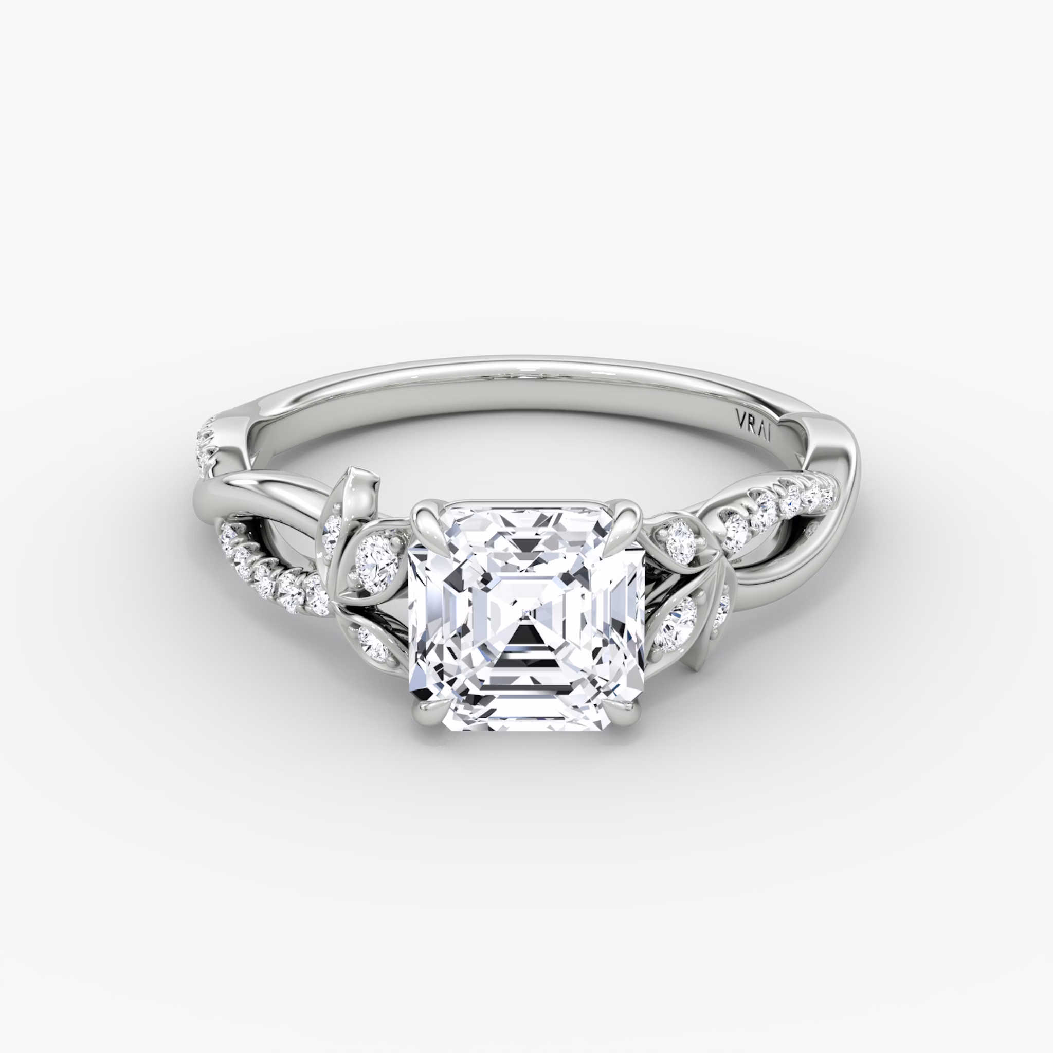 The Twisted Floral | Asscher | Platinum | bandAccent: Pavé | diamondOrientation: vertical | caratWeight: other