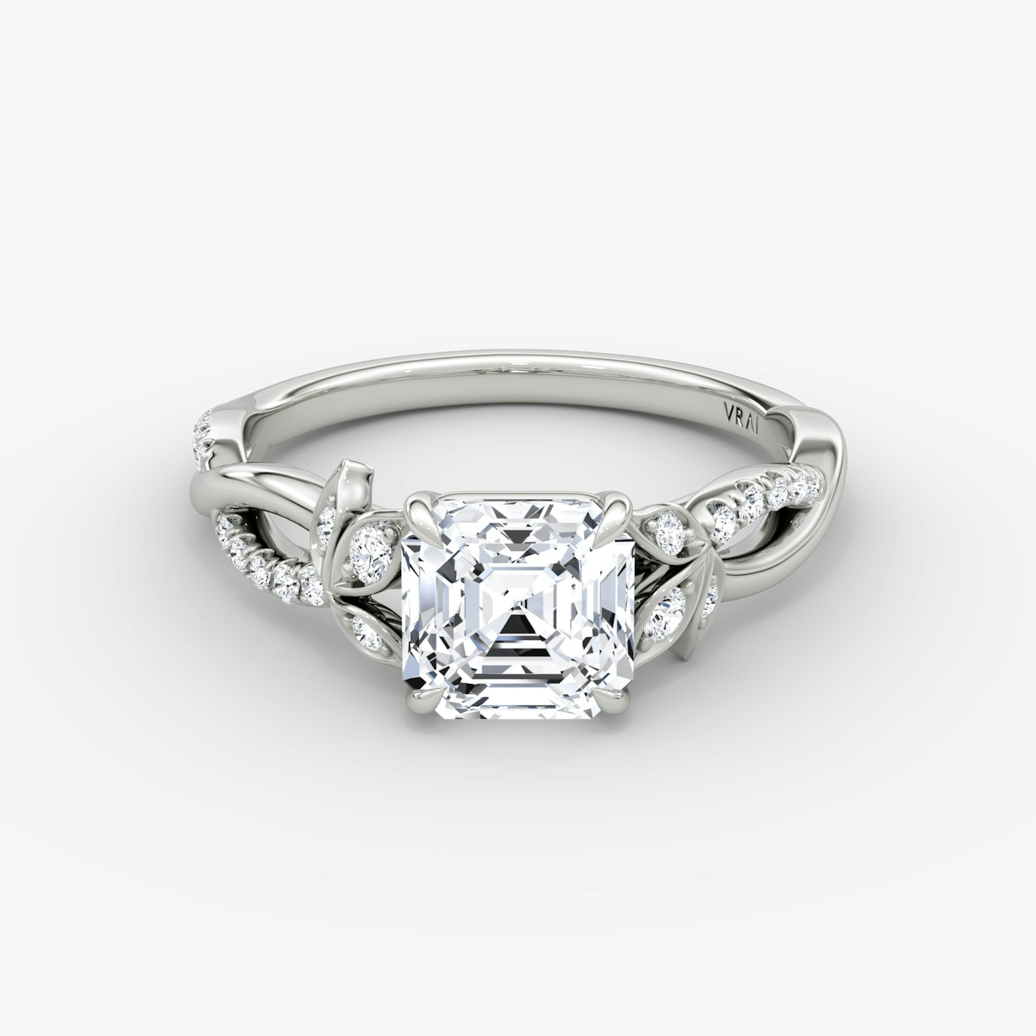 The Twisted Floral | Asscher | Platinum | bandAccent: Pavé | diamondOrientation: vertical | caratWeight: other