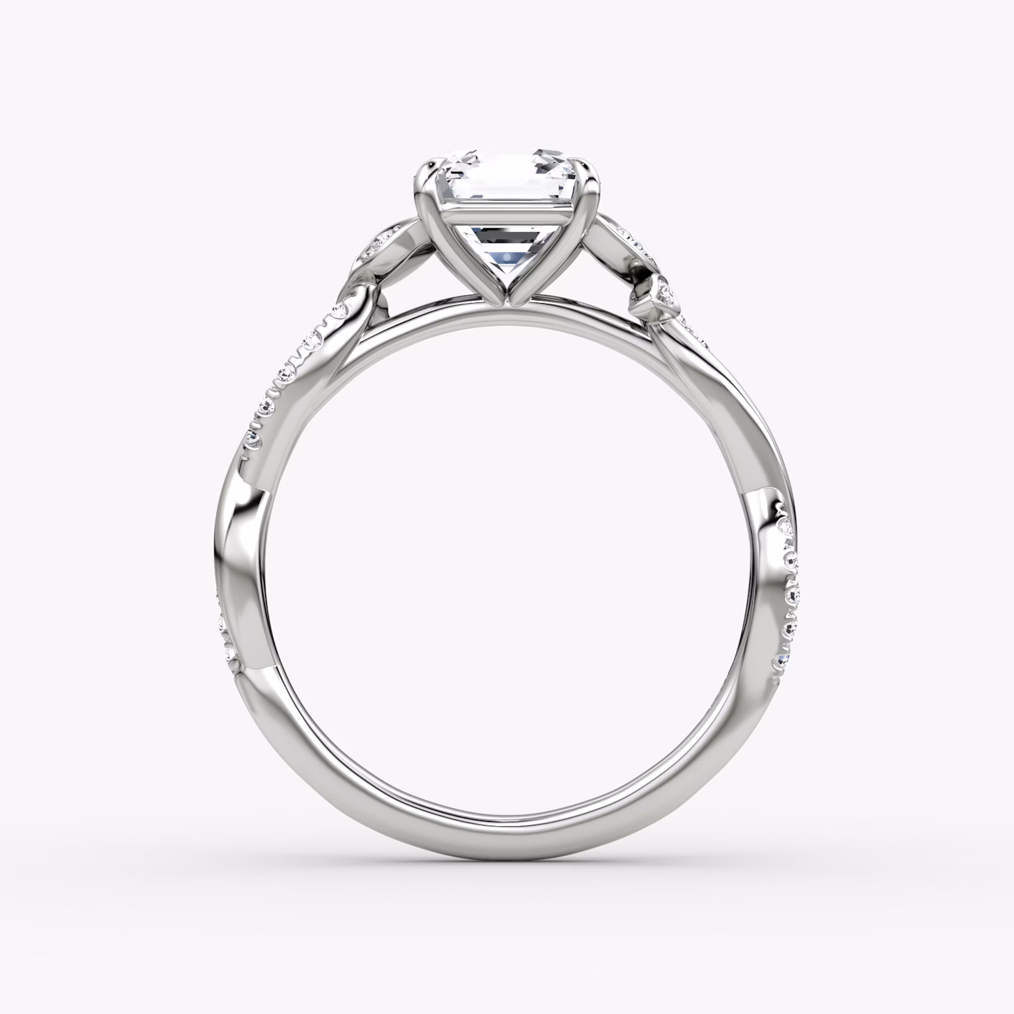 The Twisted Floral | Asscher | Platinum | bandAccent: Pavé | diamondOrientation: vertical | caratWeight: other