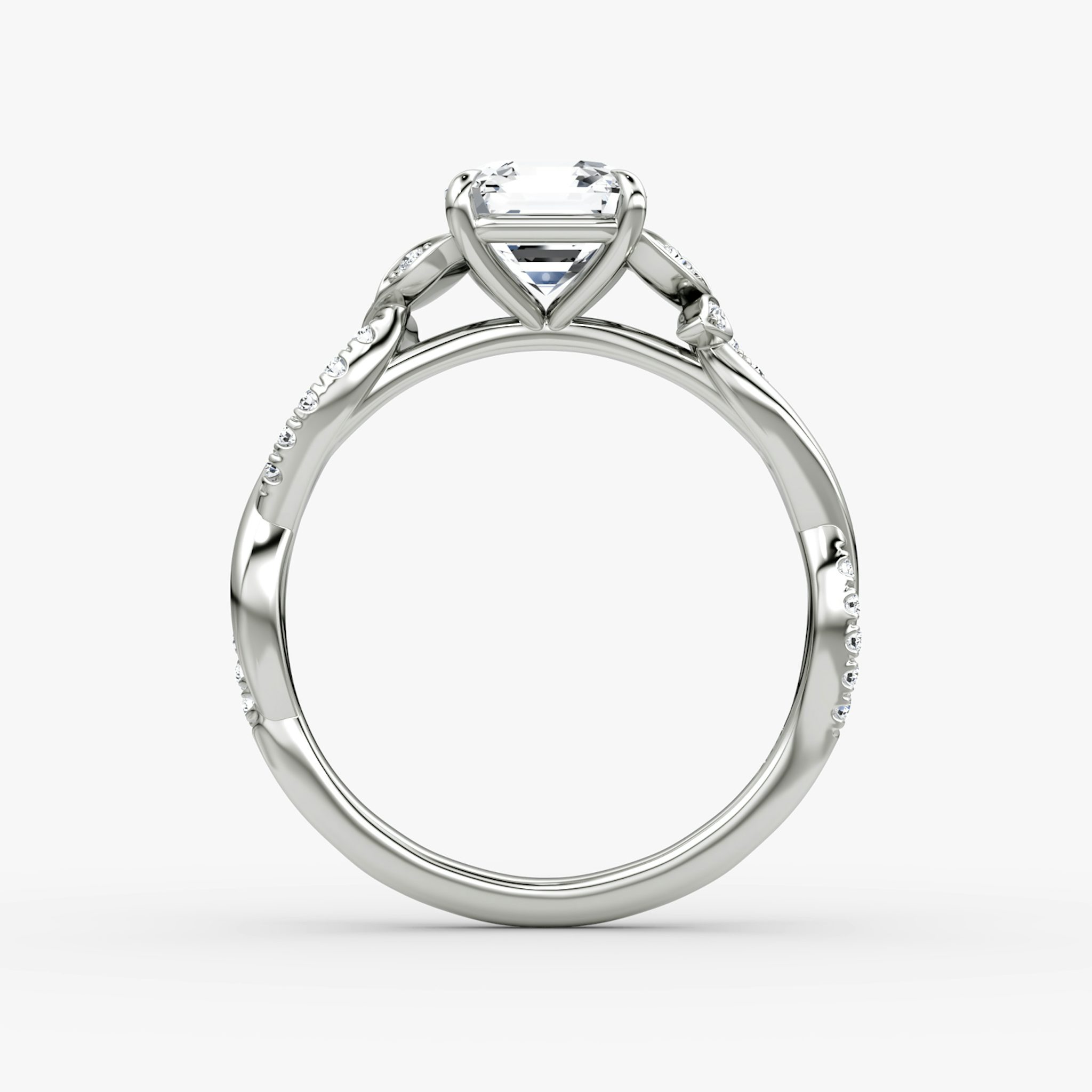 The Twisted Floral | Asscher | Platinum | bandAccent: Pavé | diamondOrientation: vertical | caratWeight: other