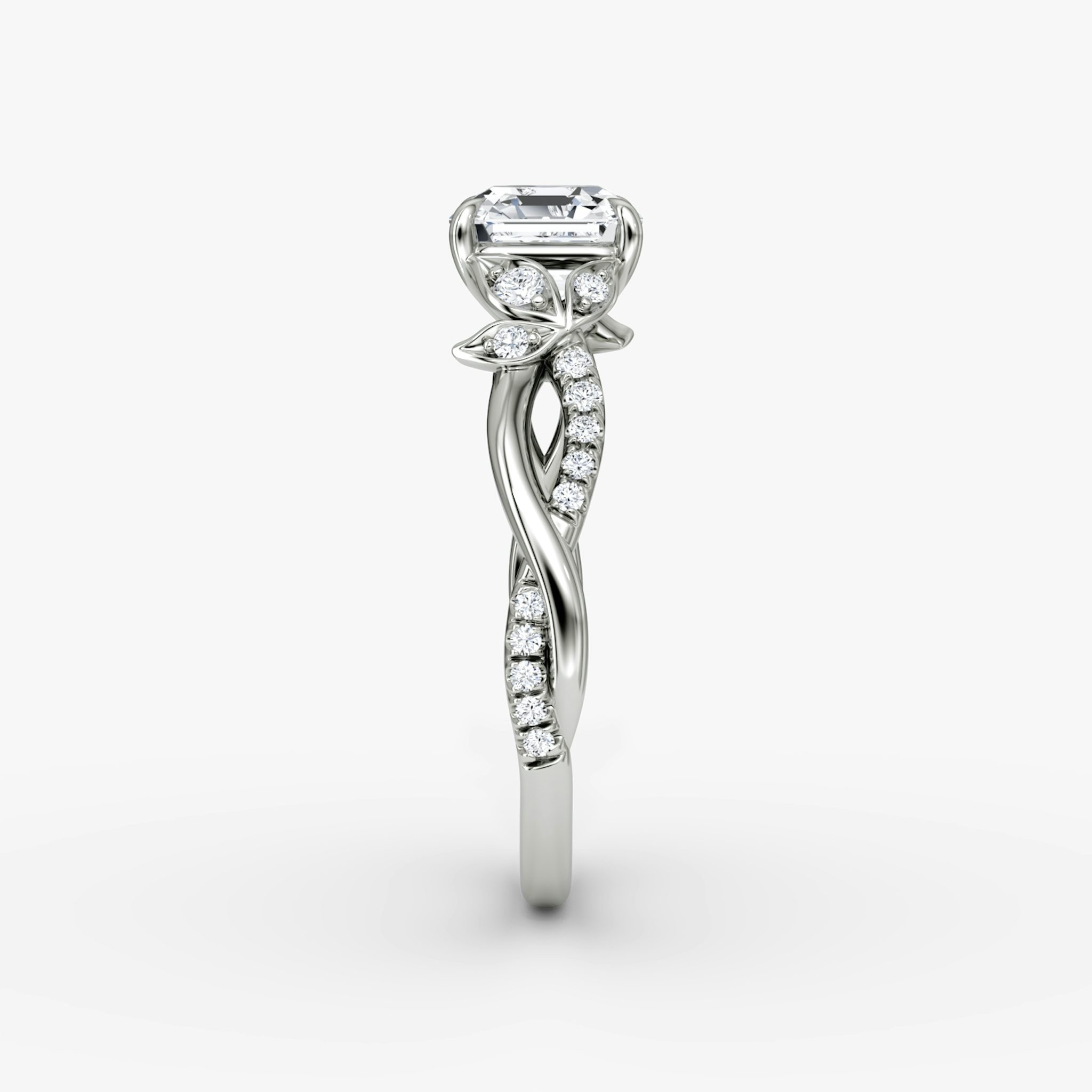 The Twisted Floral | Asscher | Platinum | bandAccent: Pavé | diamondOrientation: vertical | caratWeight: other