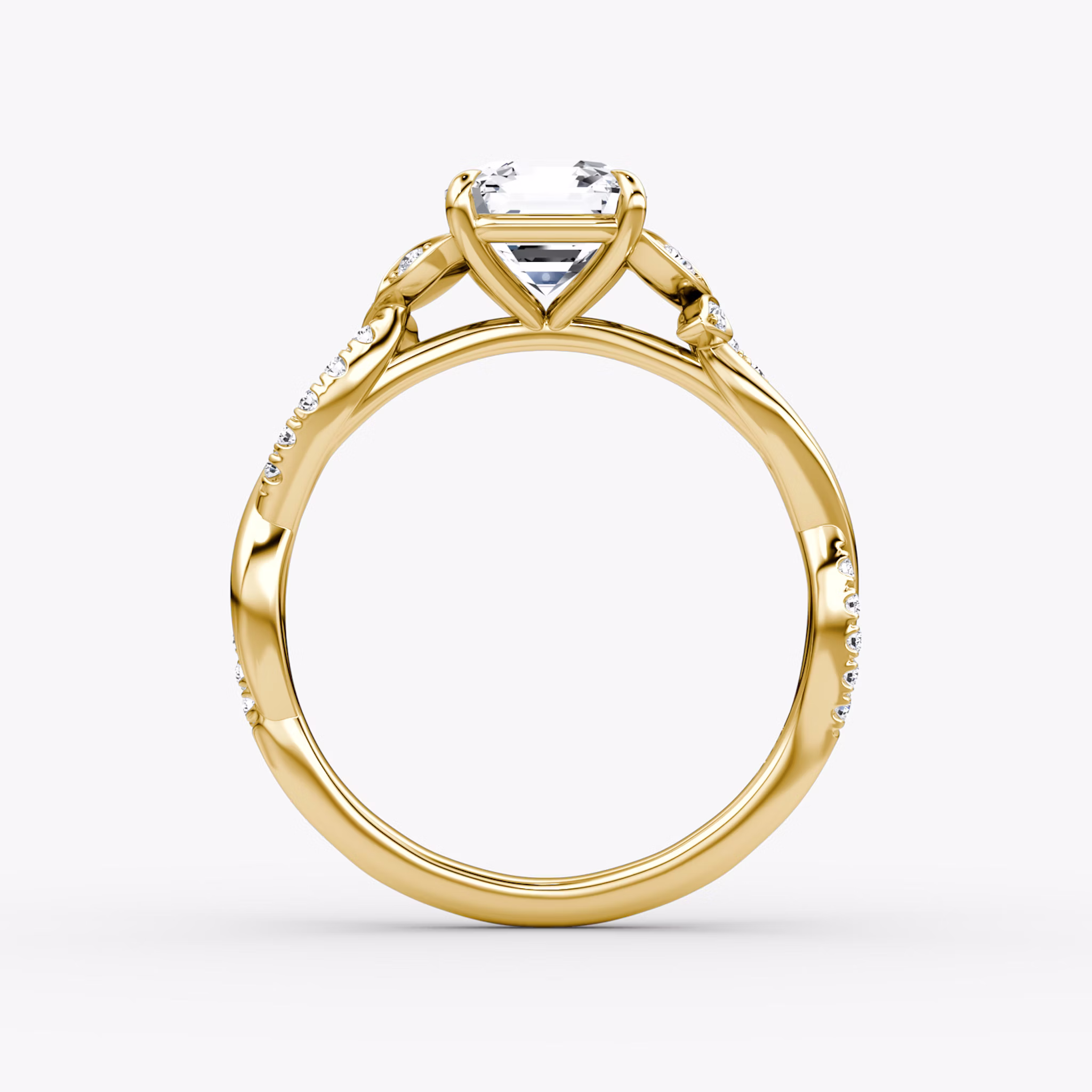 The Twisted Floral | Asscher | 18k | Yellow Gold | bandAccent: Pavé | diamondOrientation: vertical | caratWeight: other