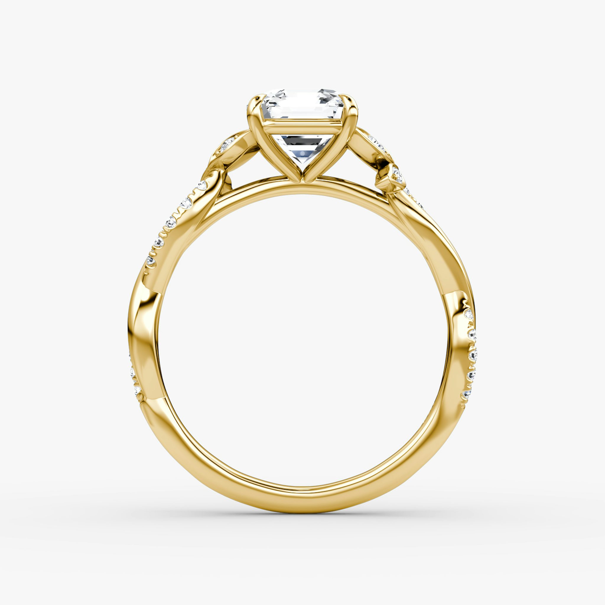 The Twisted Floral | Asscher | 18k | Yellow Gold | bandAccent: Pavé | diamondOrientation: vertical | caratWeight: other