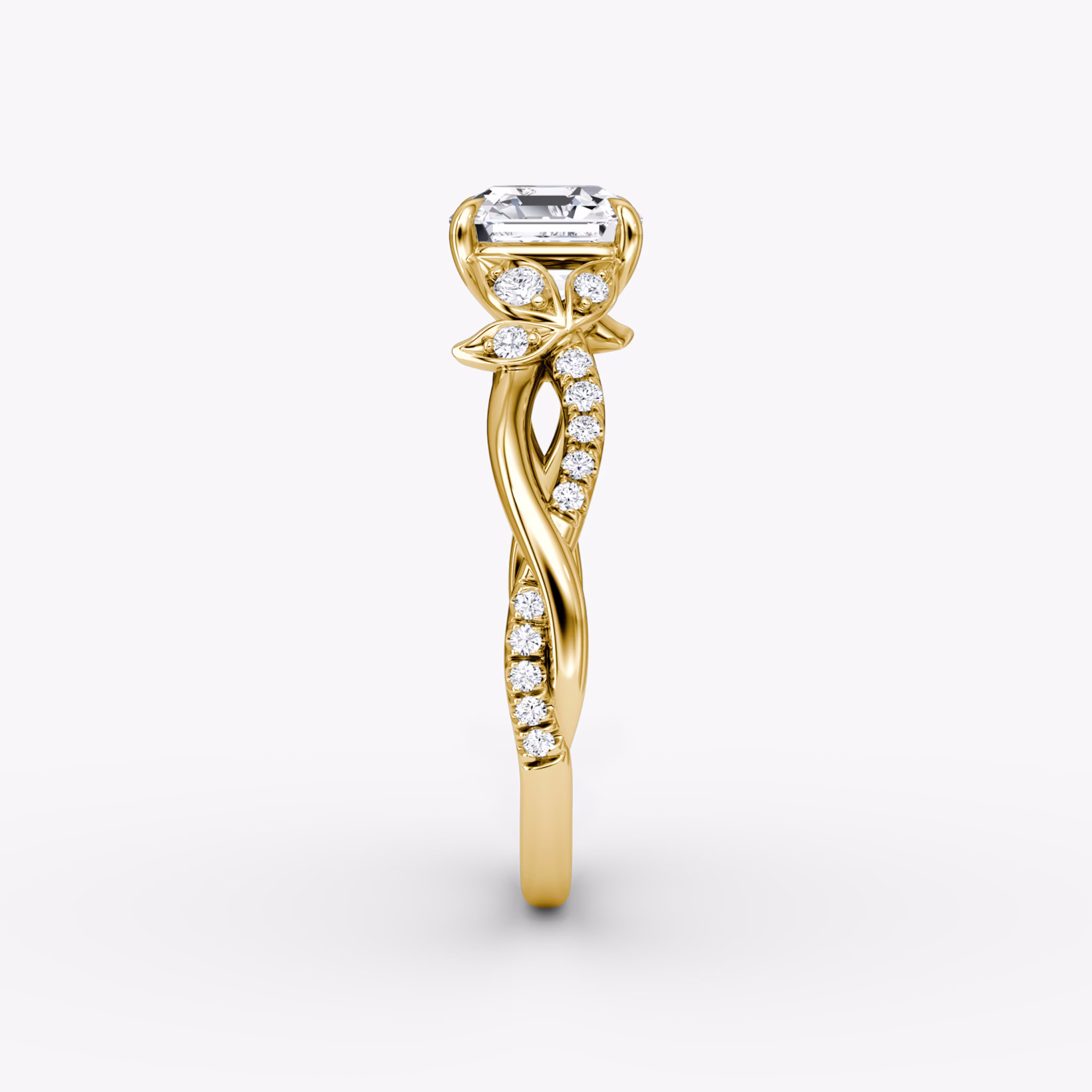 The Twisted Floral | Asscher | 18k | Yellow Gold | bandAccent: Pavé | diamondOrientation: vertical | caratWeight: other