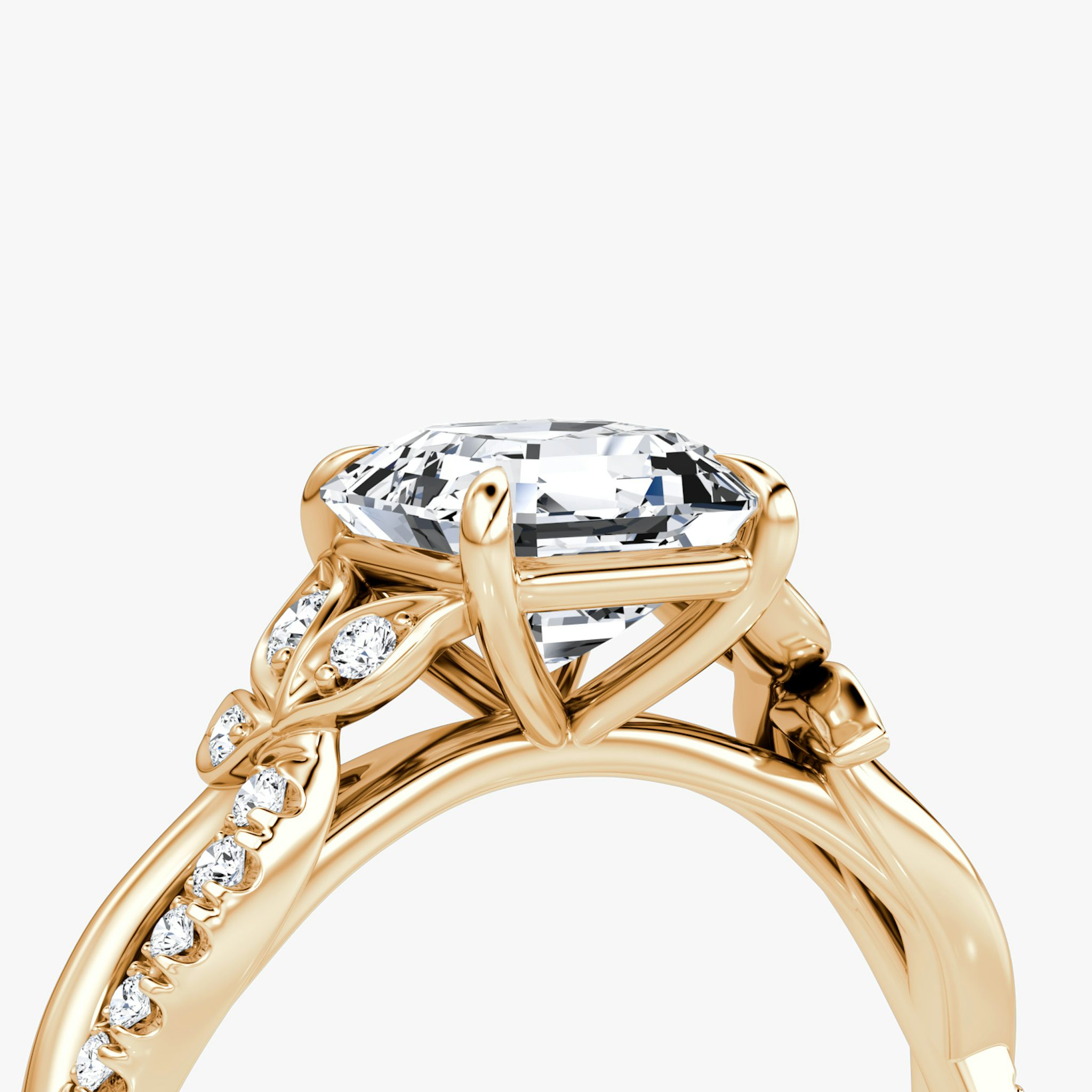 The Twisted Floral | Asscher | 14k | Rose Gold | bandAccent: Pavé | diamondOrientation: vertical | caratWeight: other