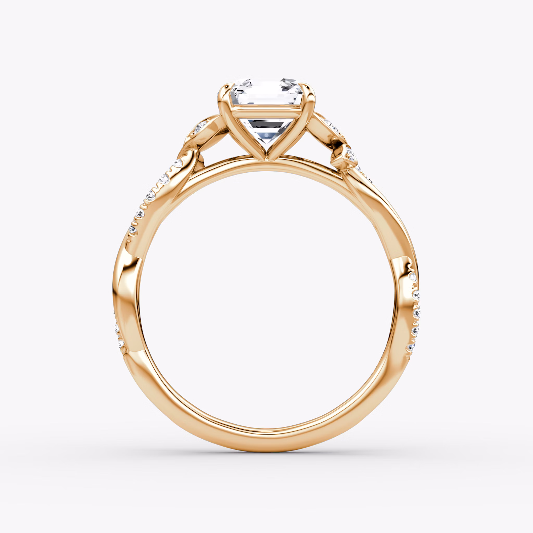 The Twisted Floral | Asscher | 14k | Rose Gold | bandAccent: Pavé | diamondOrientation: vertical | caratWeight: other