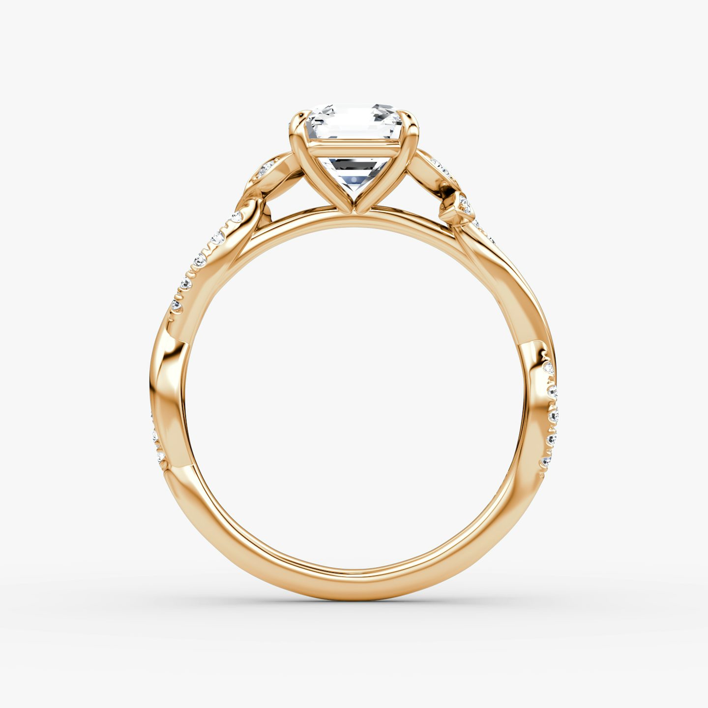 The Twisted Floral | Asscher | 14k | Rose Gold | bandAccent: Pavé | diamondOrientation: vertical | caratWeight: other