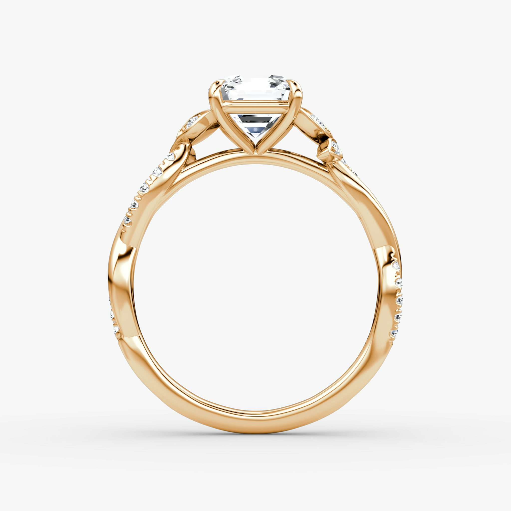 The Twisted Floral | Asscher | 14k | Rose Gold | bandAccent: Pavé | diamondOrientation: vertical | caratWeight: other