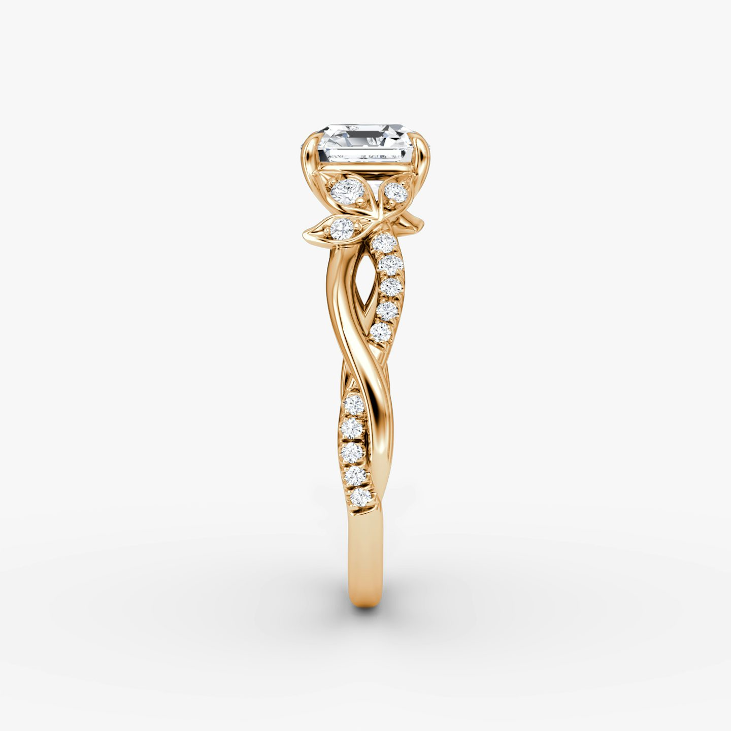 The Twisted Floral | Asscher | 14k | Rose Gold | bandAccent: Pavé | diamondOrientation: vertical | caratWeight: other
