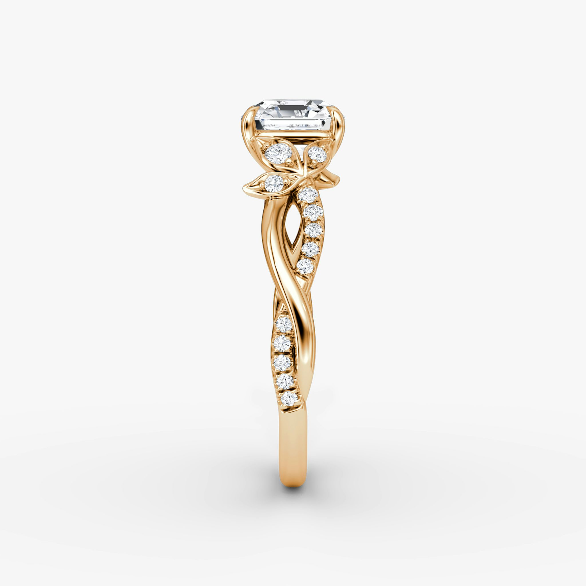 The Twisted Floral | Asscher | 14k | Rose Gold | bandAccent: Pavé | diamondOrientation: vertical | caratWeight: other