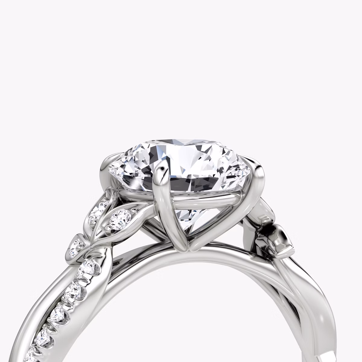 The Twisted Floral | Round Brilliant | Platinum | bandAccent: Pavé | caratWeight: 2.0ct | diamondOrientation: vertical