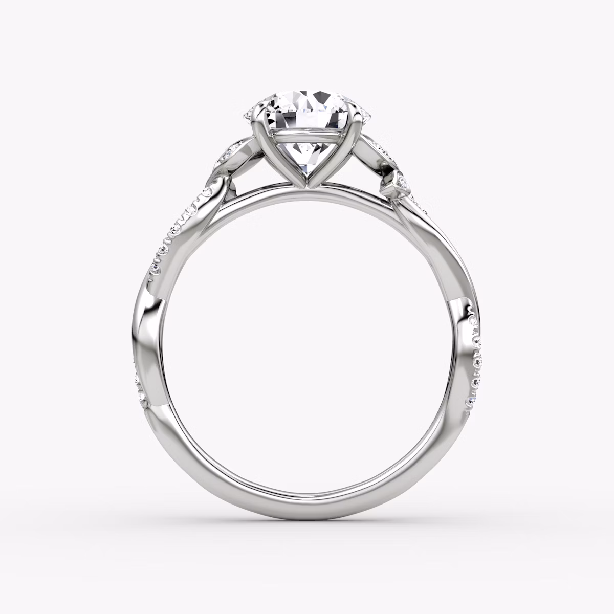 The Twisted Floral | Round Brilliant | Platinum | bandAccent: Pavé | caratWeight: 2.0ct | diamondOrientation: vertical