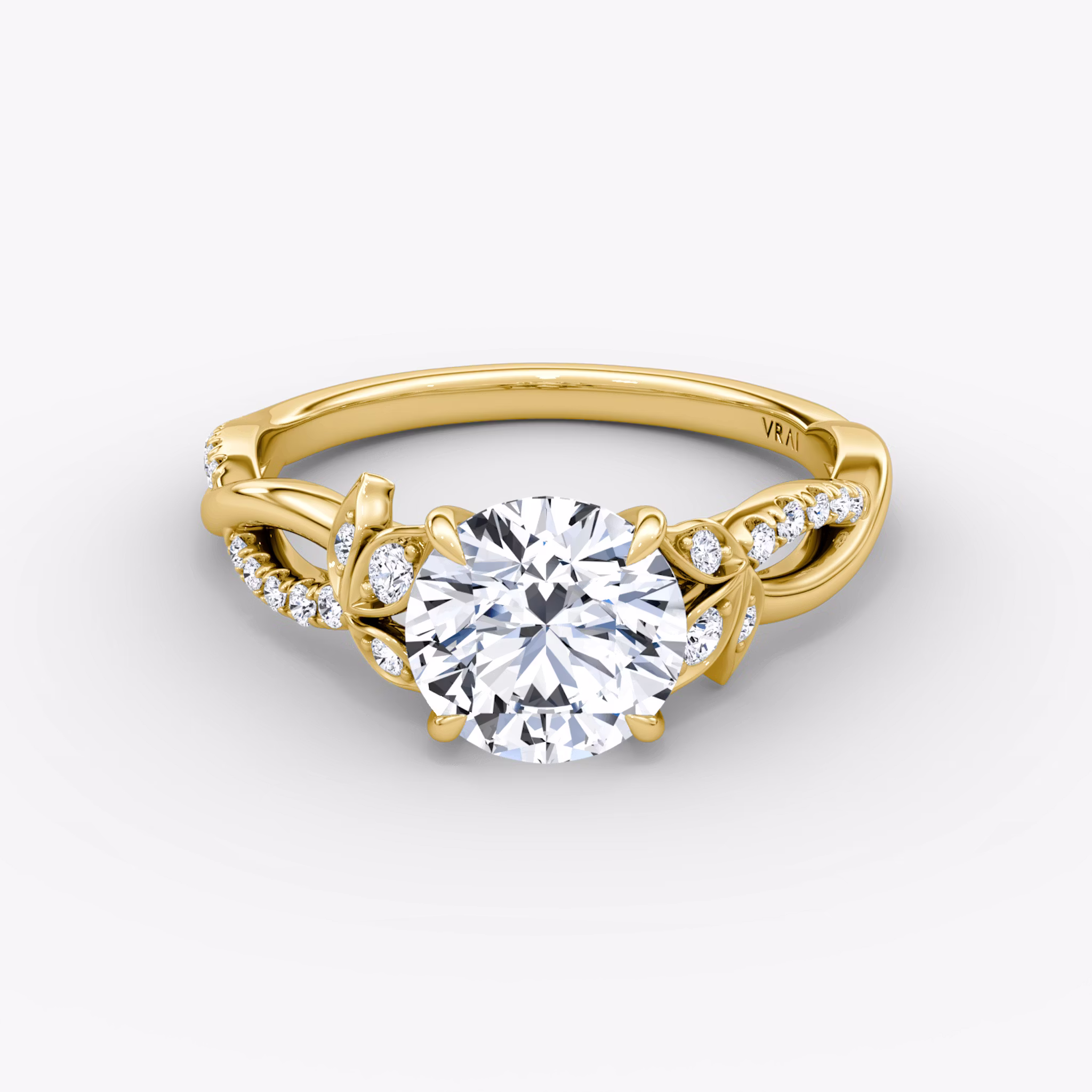 Twisted Floral Round Brilliant | Yellow Gold