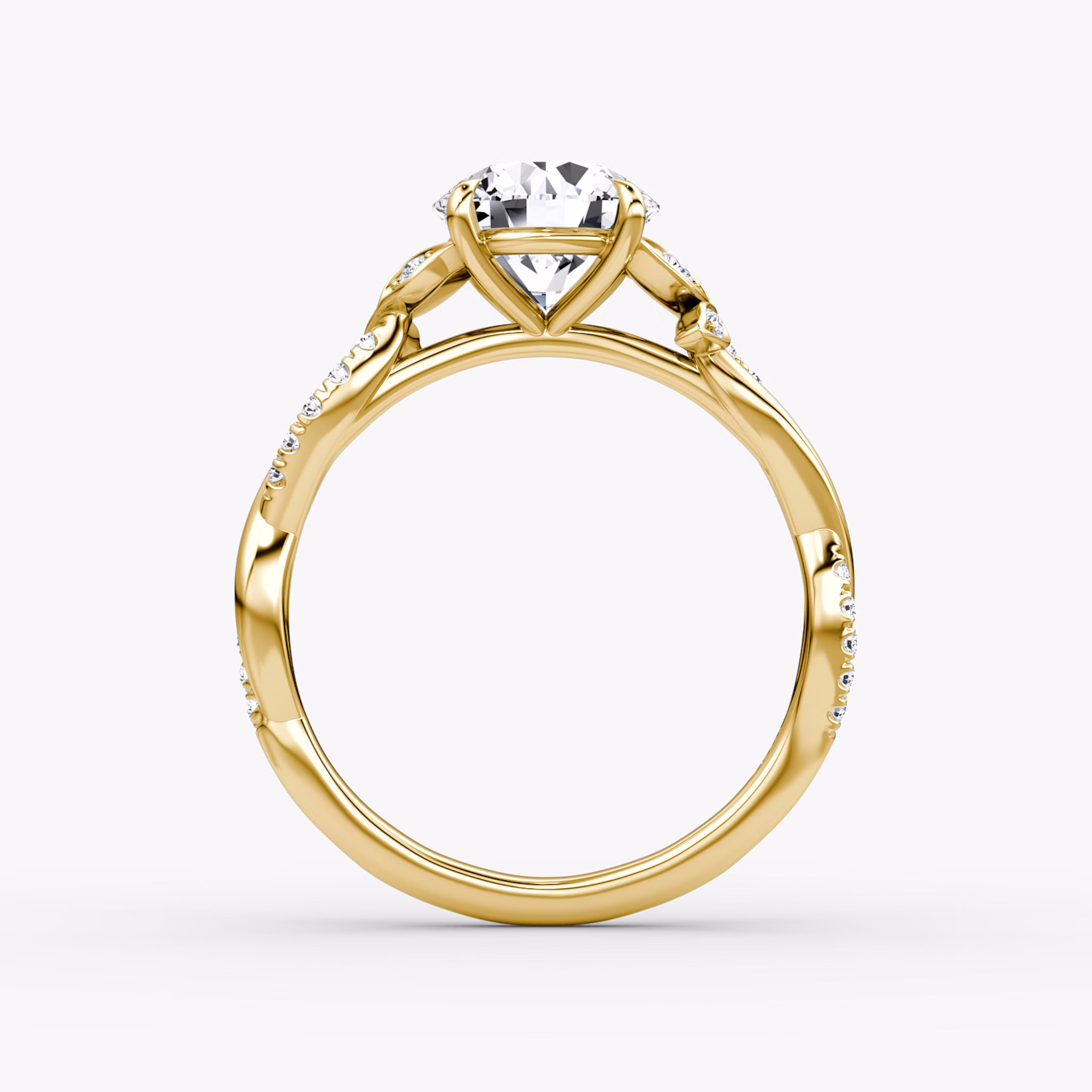 The Twisted Floral | Round Brilliant | 18k | Yellow Gold | bandAccent: Pavé | caratWeight: other | diamondOrientation: vertical