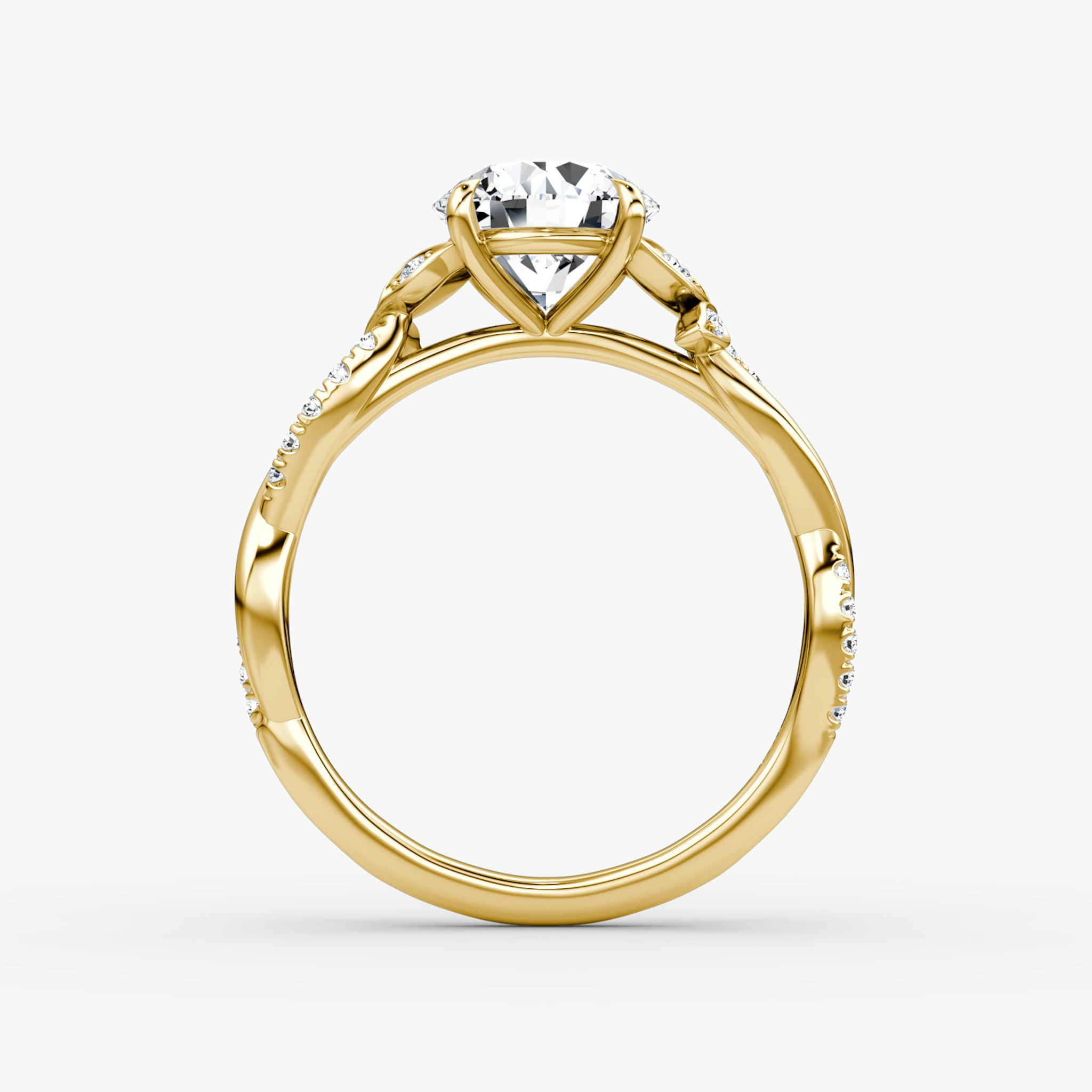 The Twisted Floral | Round Brilliant | 18k | Yellow Gold | bandAccent: Pavé | caratWeight: other | diamondOrientation: vertical