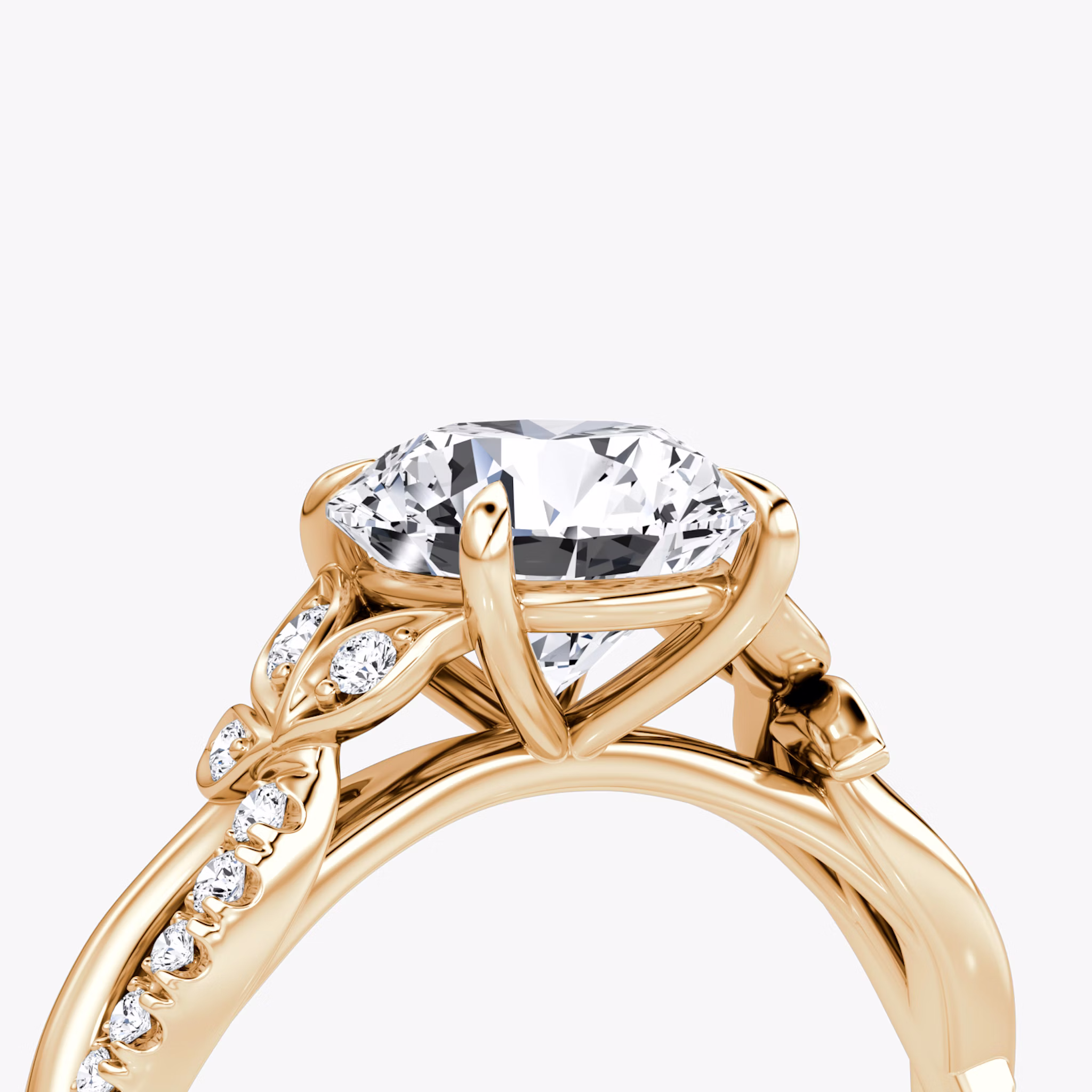 The Twisted Floral | Round Brilliant | 14k | Rose Gold | bandAccent: Pavé | caratWeight: other | diamondOrientation: vertical