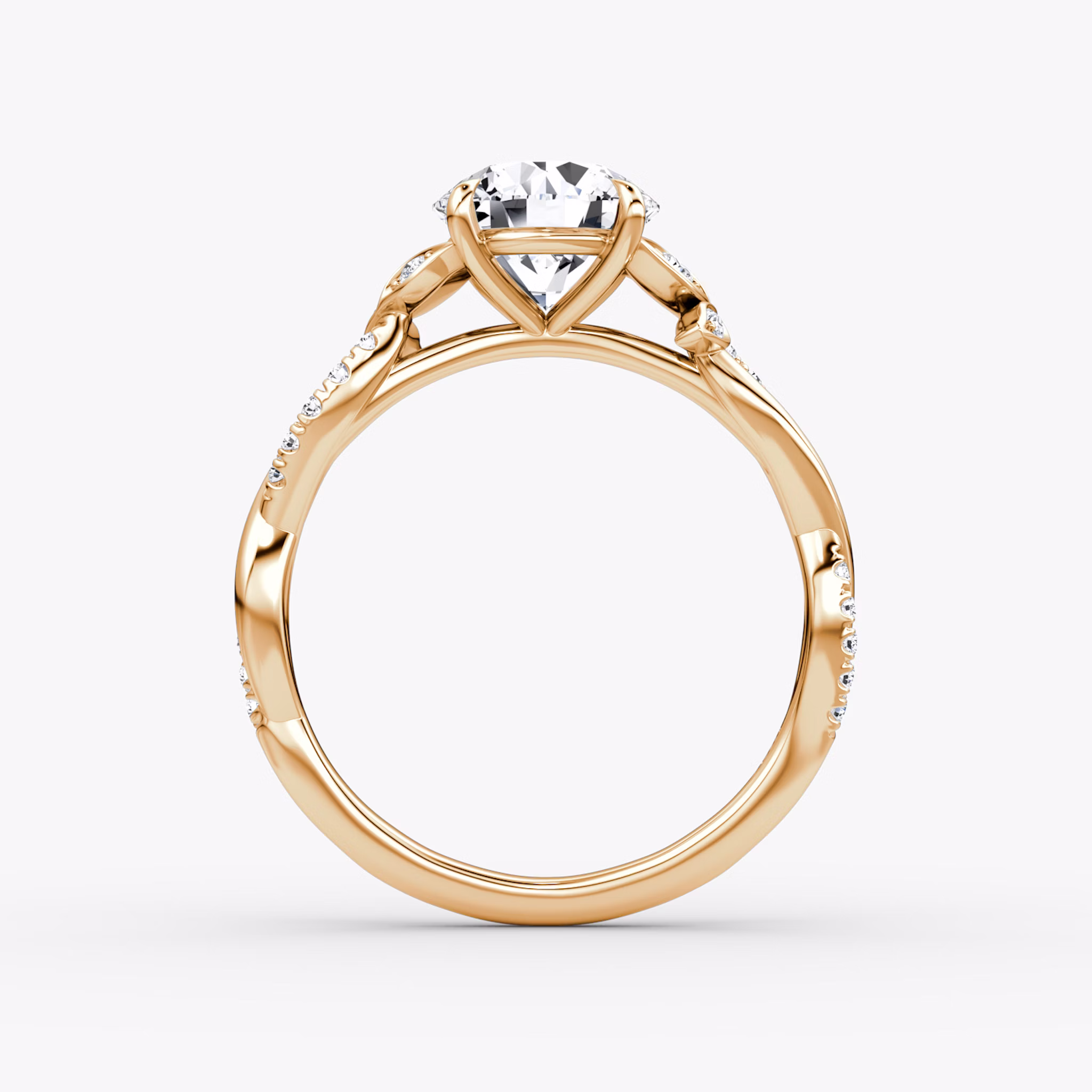 The Twisted Floral | Round Brilliant | 14k | Rose Gold | bandAccent: Pavé | caratWeight: other | diamondOrientation: vertical