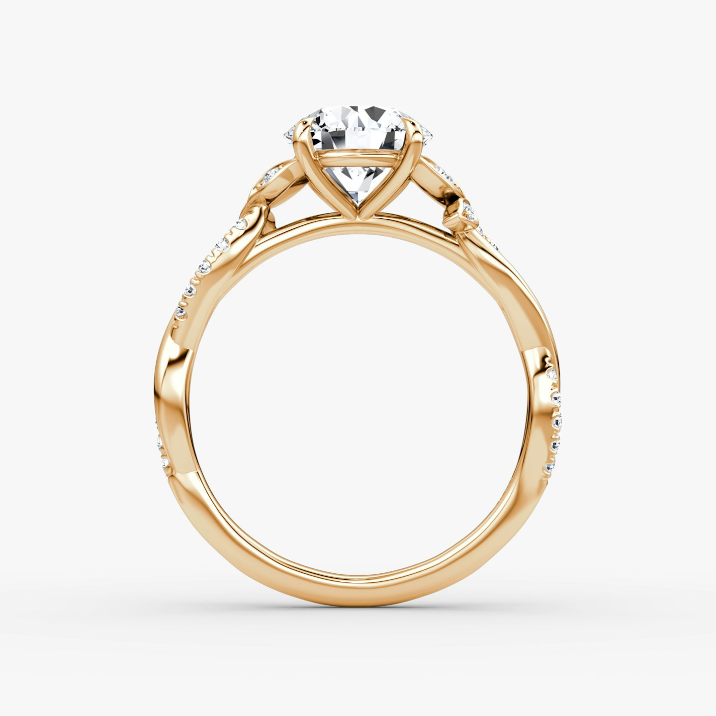 Anillo de compromiso Twisted Floral  | Brillante | 14k | Oro rosa | bandAccent: Pavé | caratWeight: other | diamondOrientation: vertical