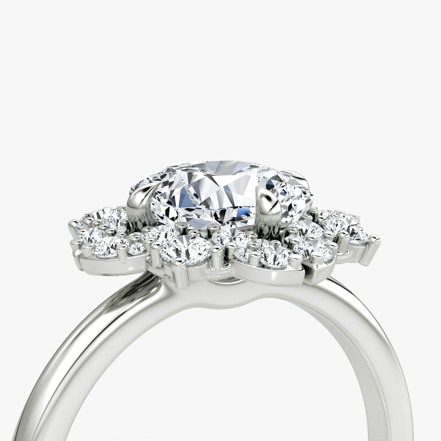 The Carnation | Cushion | 18k | White Gold | bandAccent: Plain | diamondOrientation: vertical | caratWeight: other