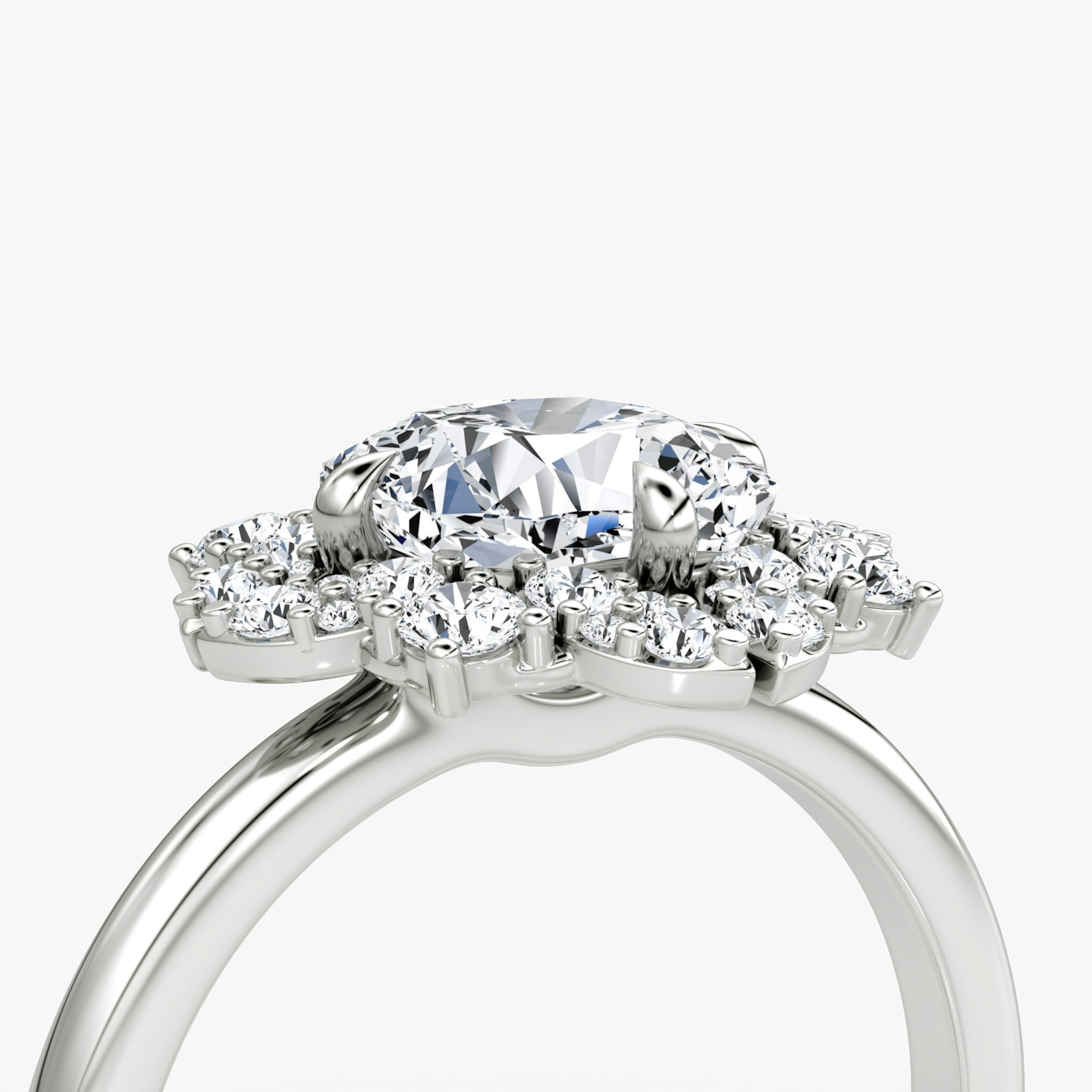 The Carnation | Cushion | Platinum | bandAccent: Plain | diamondOrientation: vertical | caratWeight: other