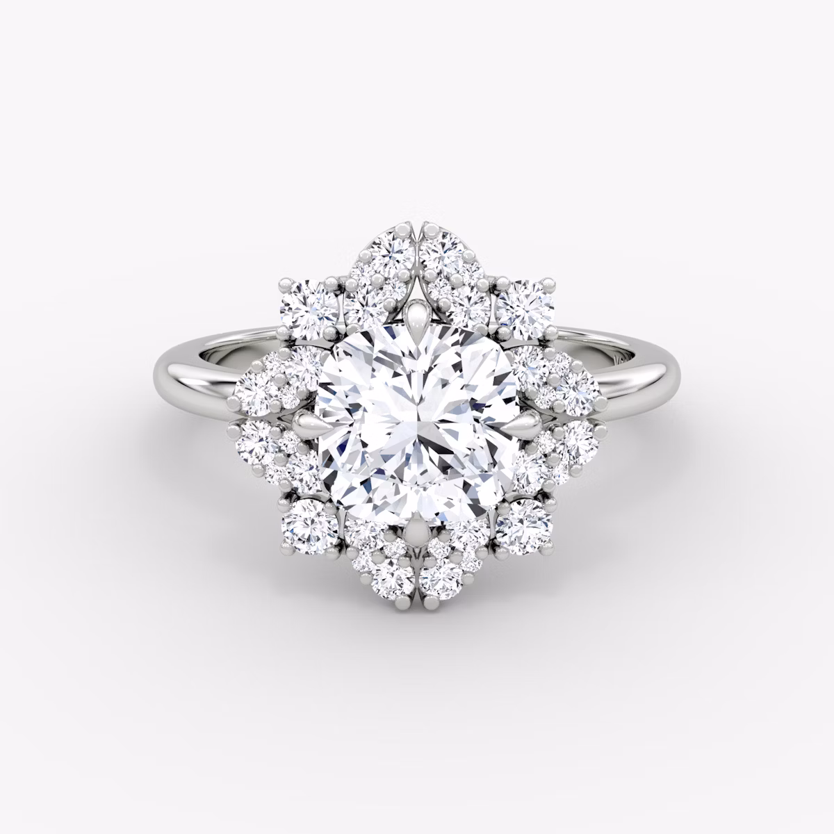 The Carnation | Cushion | 18k | White Gold | bandAccent: Plain | diamondOrientation: vertical | caratWeight: other