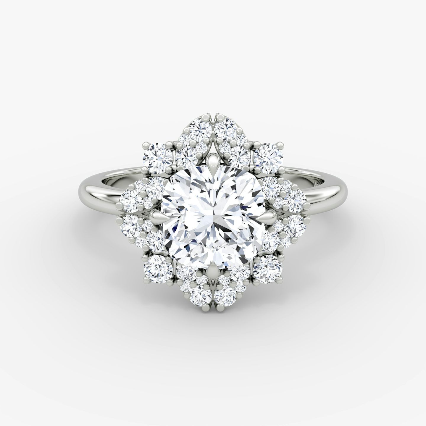 The Carnation | Cushion | 18k | White Gold | bandAccent: Plain | diamondOrientation: vertical | caratWeight: other