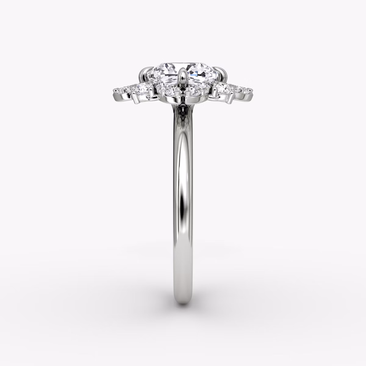 The Carnation | Cushion | 18k | White Gold | bandAccent: Plain | diamondOrientation: vertical | caratWeight: other