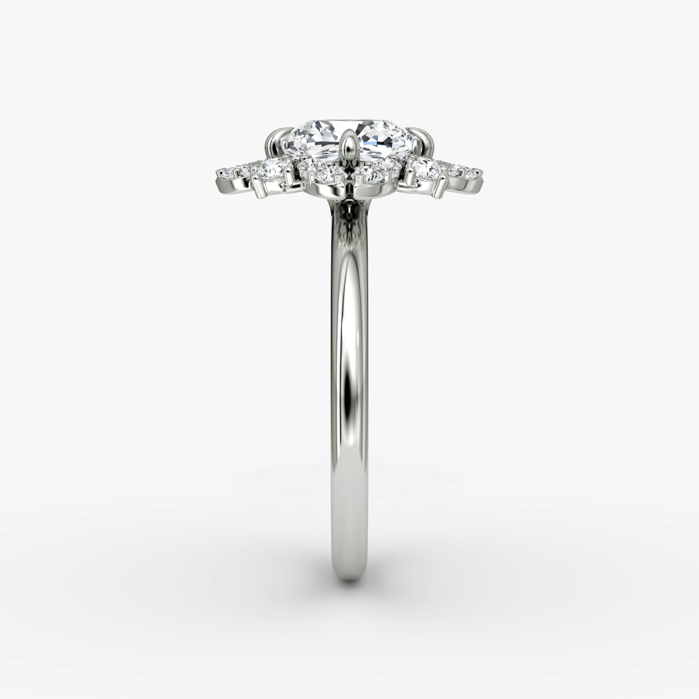 The Carnation | Cushion | 18k | White Gold | bandAccent: Plain | diamondOrientation: vertical | caratWeight: other