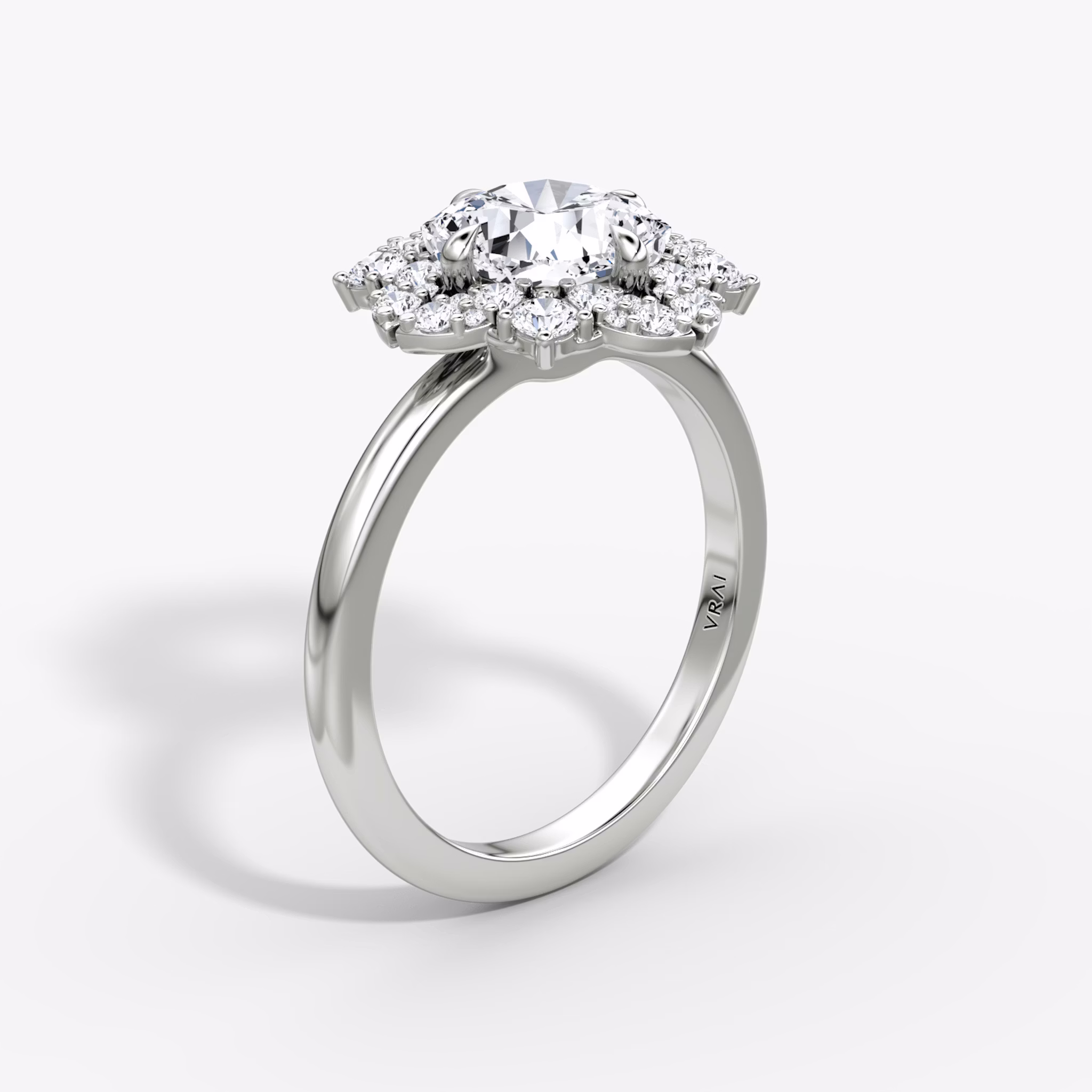 The Carnation | Cushion | Platinum | bandAccent: Plain | diamondOrientation: vertical | caratWeight: other