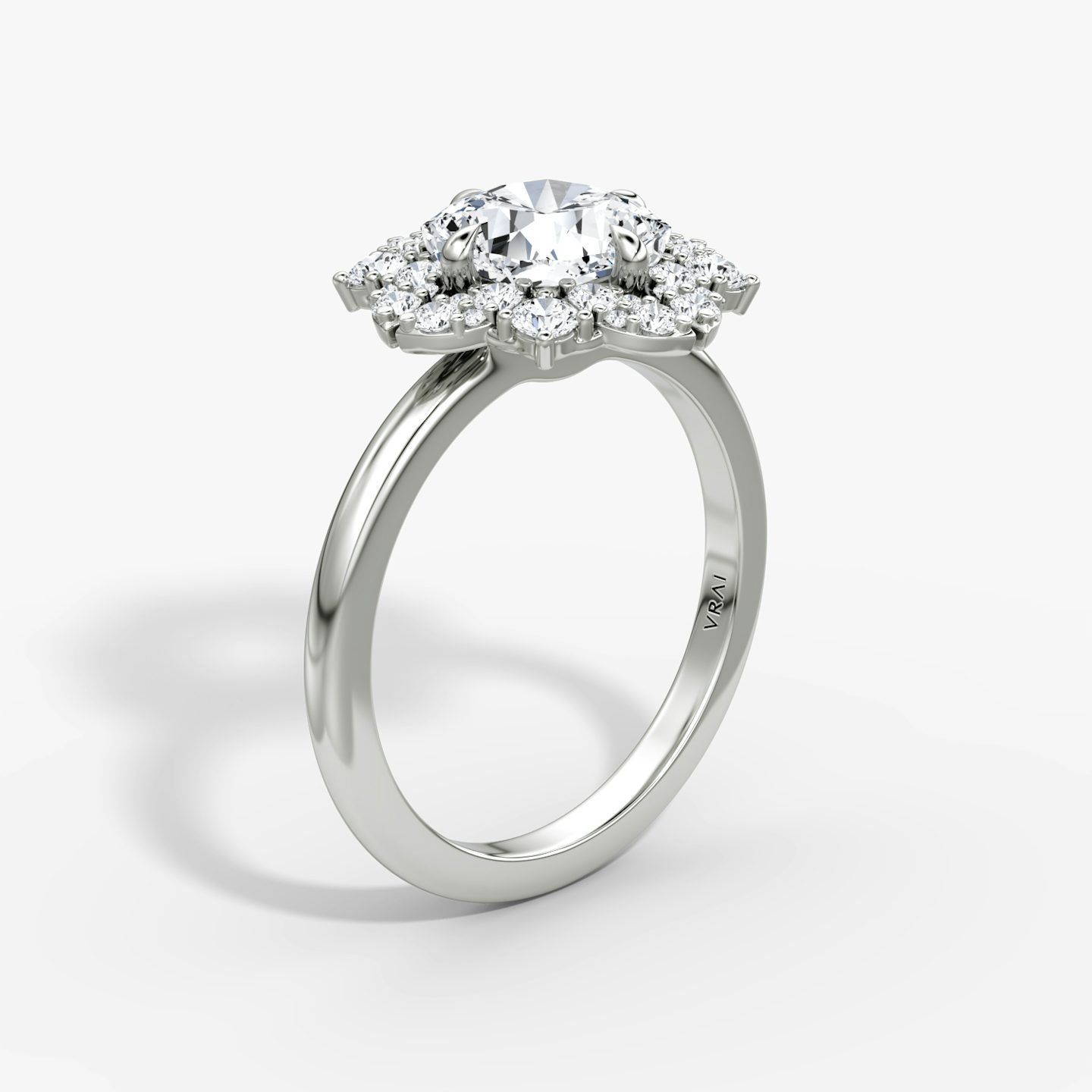 The Carnation | Cushion | 18k | White Gold | bandAccent: Plain | diamondOrientation: vertical | caratWeight: other