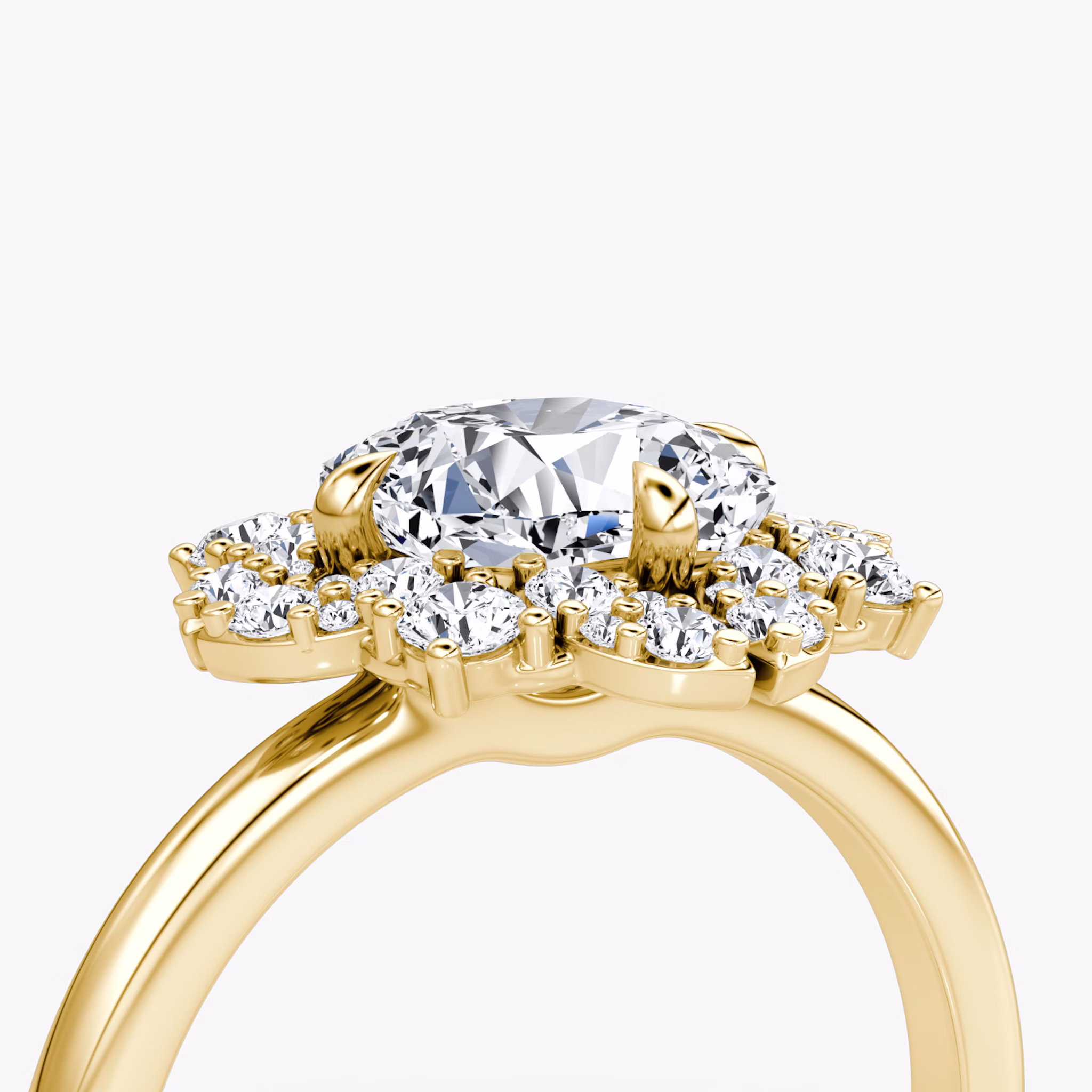 The Carnation | Cushion | 18k | Yellow Gold | bandAccent: Plain | diamondOrientation: vertical | caratWeight: other