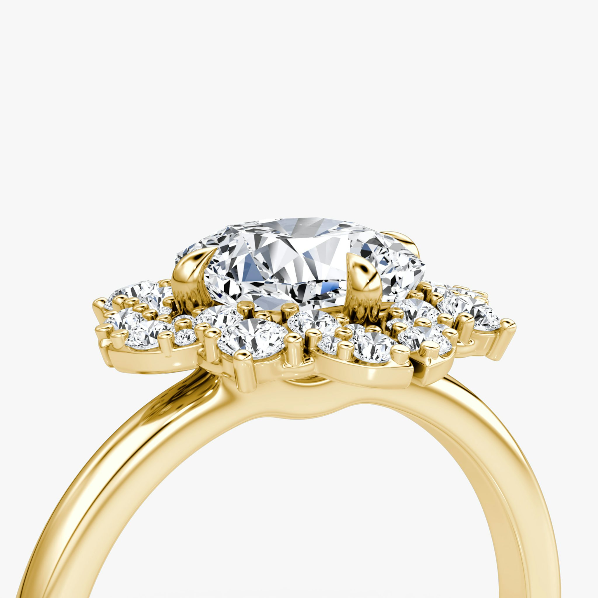 The Carnation | Cushion | 18k | Yellow Gold | bandAccent: Plain | diamondOrientation: vertical | caratWeight: other