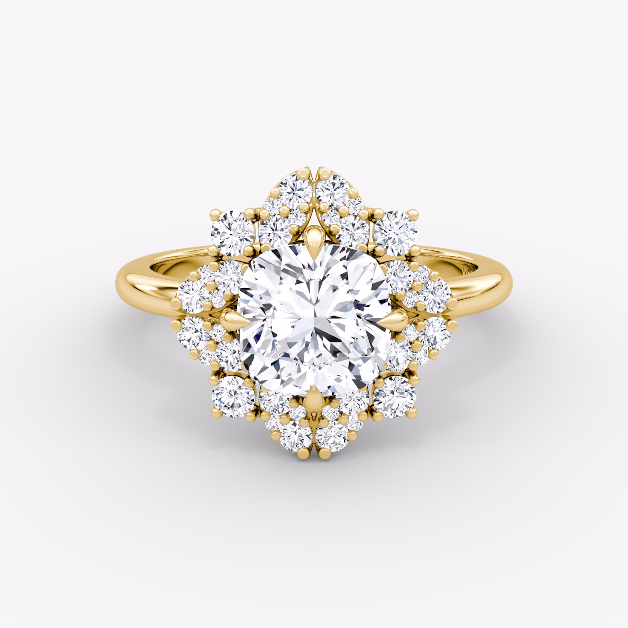 The Carnation | Cushion | 18k | Yellow Gold | bandAccent: Plain | diamondOrientation: vertical | caratWeight: other