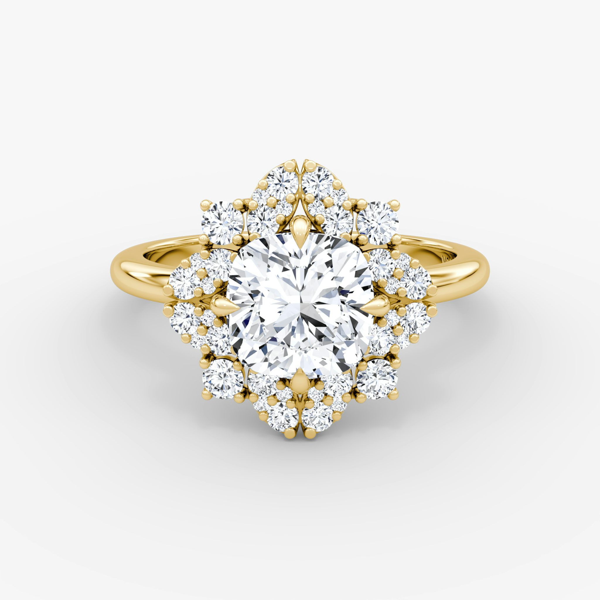 The Carnation | Cushion | 18k | Yellow Gold | bandAccent: Plain | diamondOrientation: vertical | caratWeight: other