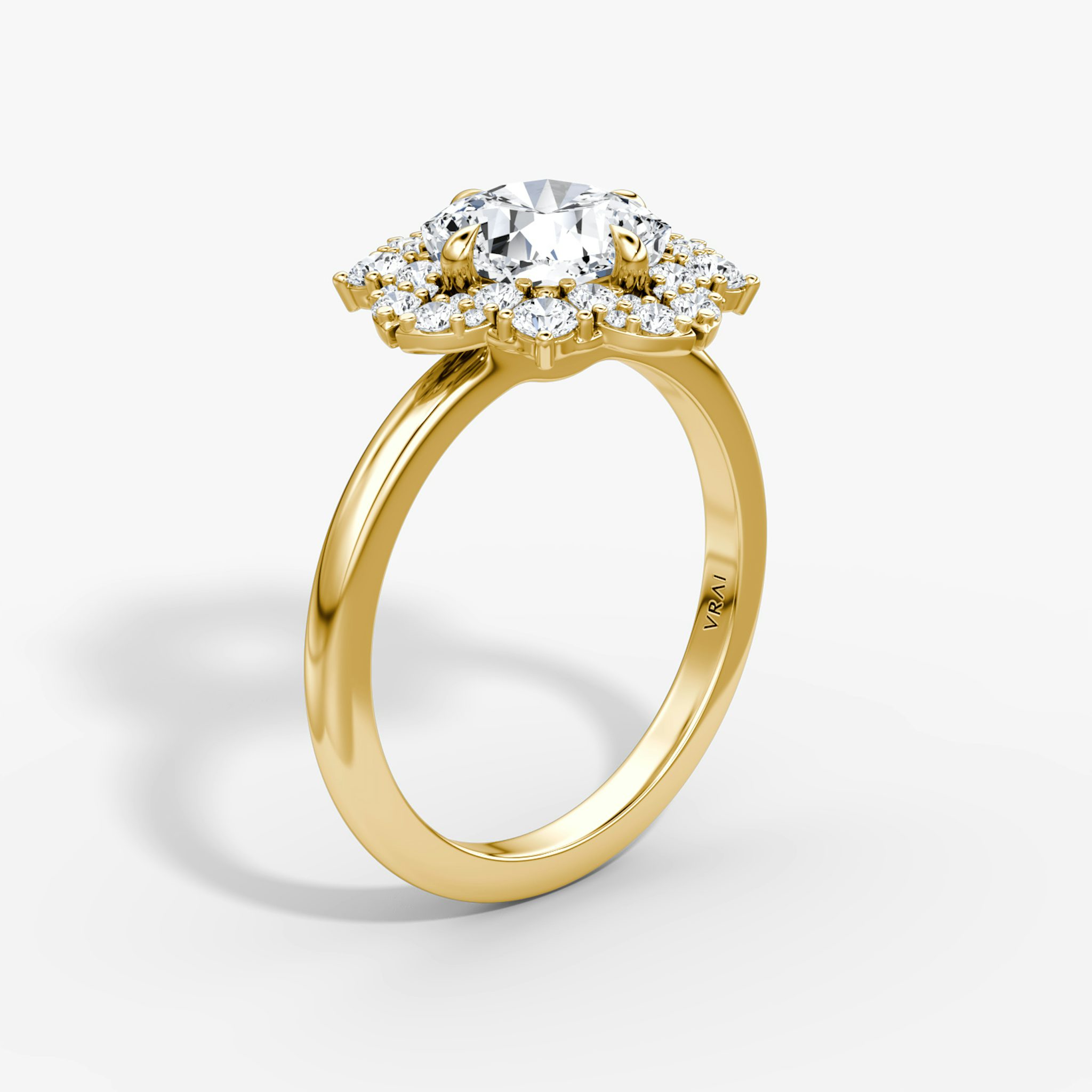 The Carnation | Cushion | 18k | Yellow Gold | bandAccent: Plain | diamondOrientation: vertical | caratWeight: other