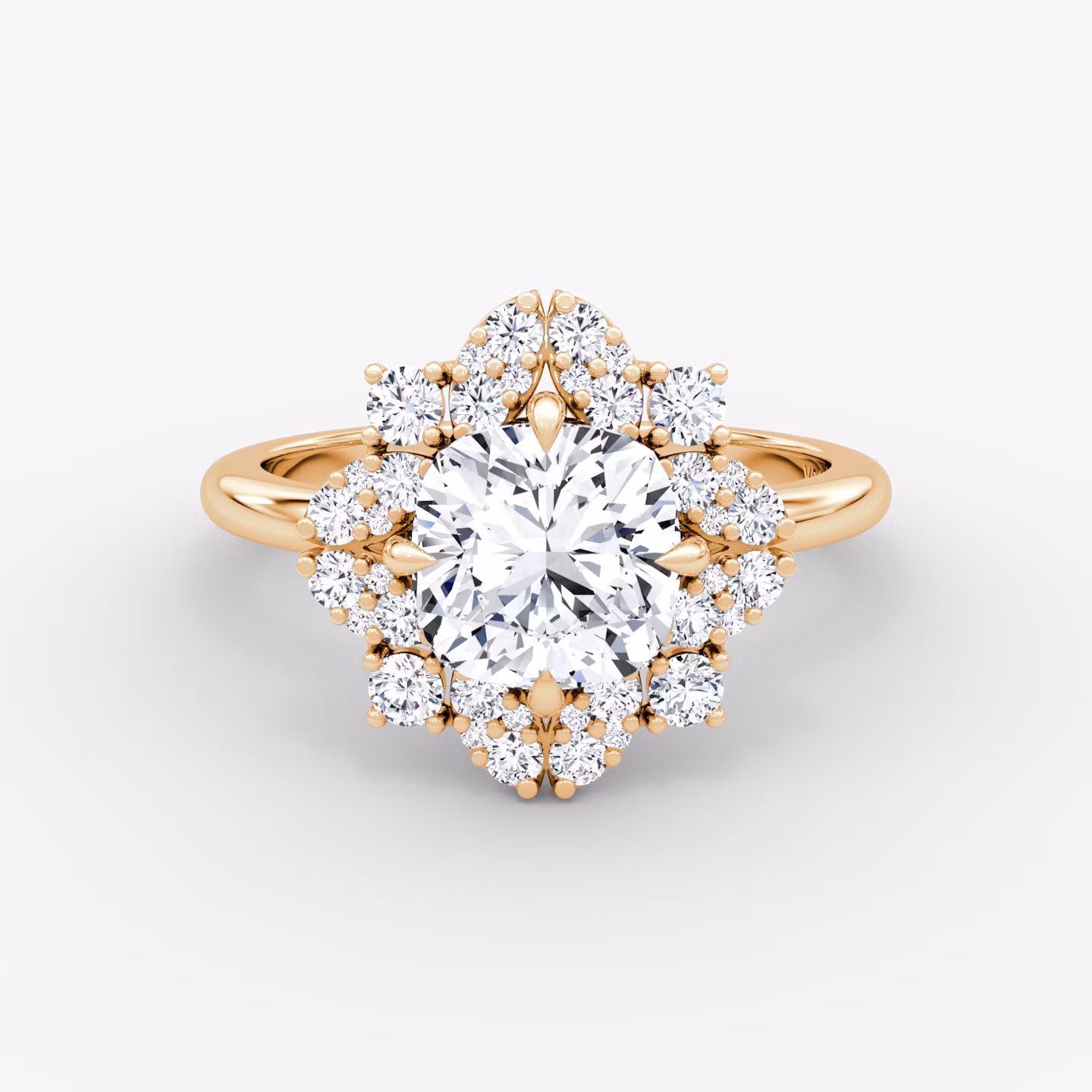 The Carnation | Cushion | 14k | Rose Gold | bandAccent: Plain | diamondOrientation: vertical | caratWeight: other