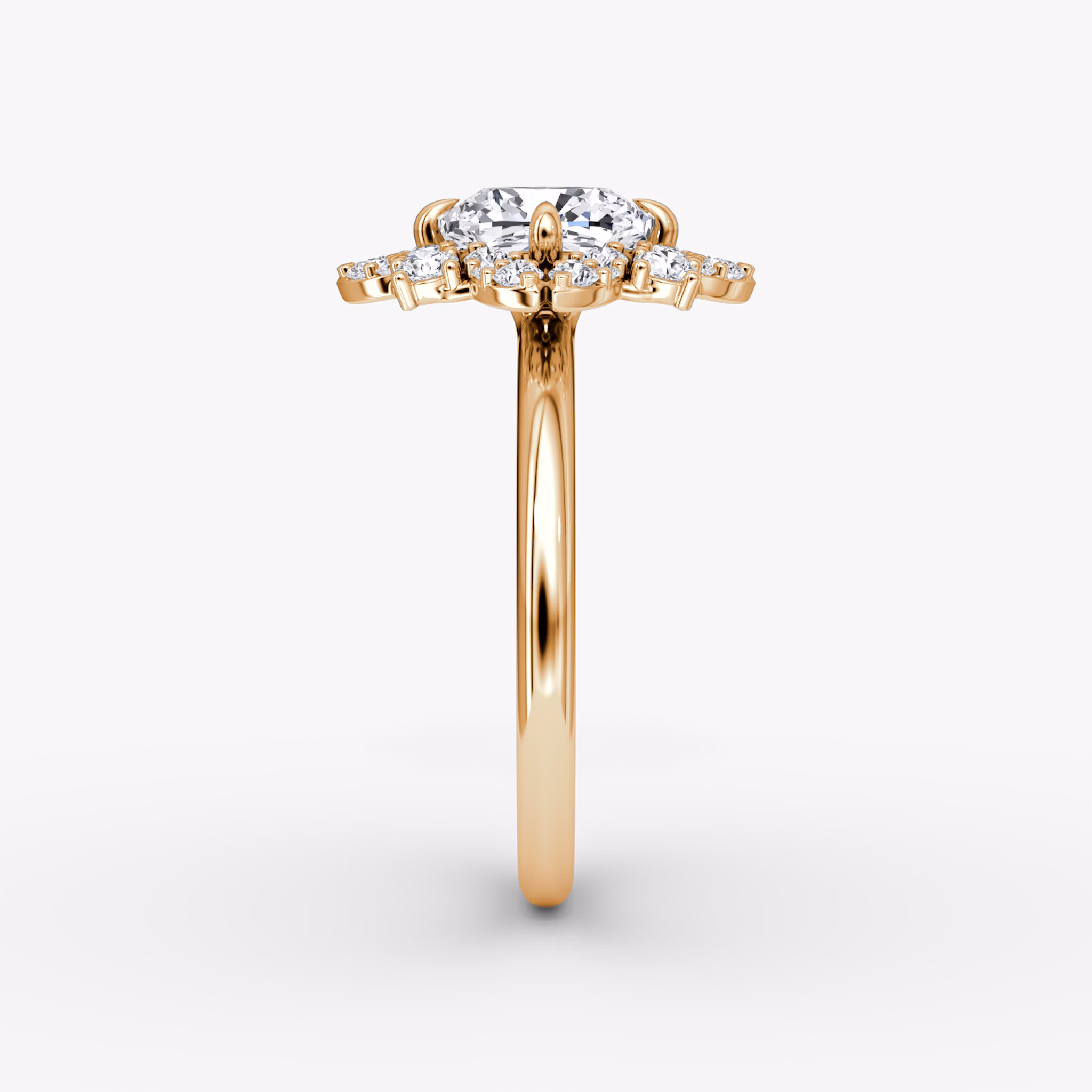 The Carnation | Cushion | 14k | Rose Gold | bandAccent: Plain | diamondOrientation: vertical | caratWeight: other