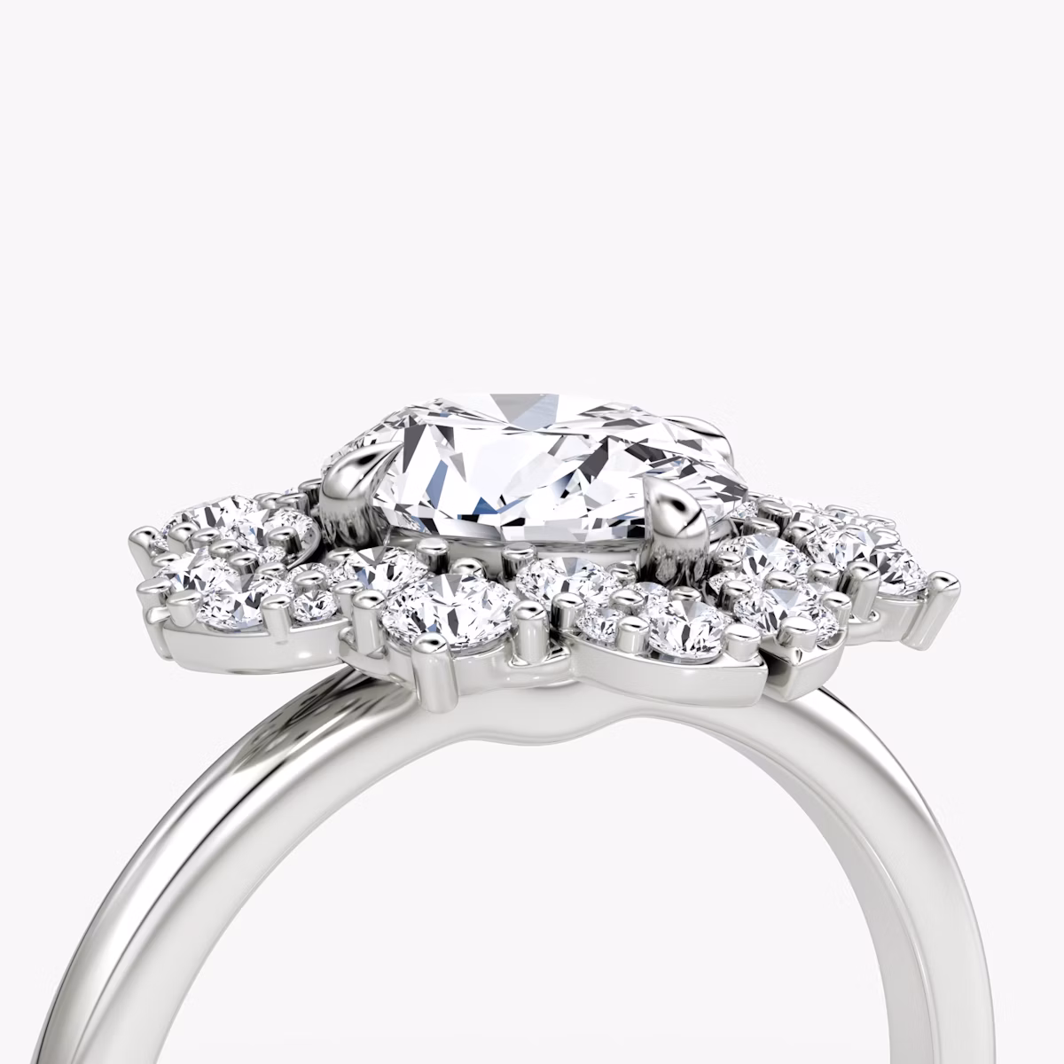 The Carnation | Oval | 18k | White Gold | bandAccent: Plain | diamondOrientation: vertical | caratWeight: other