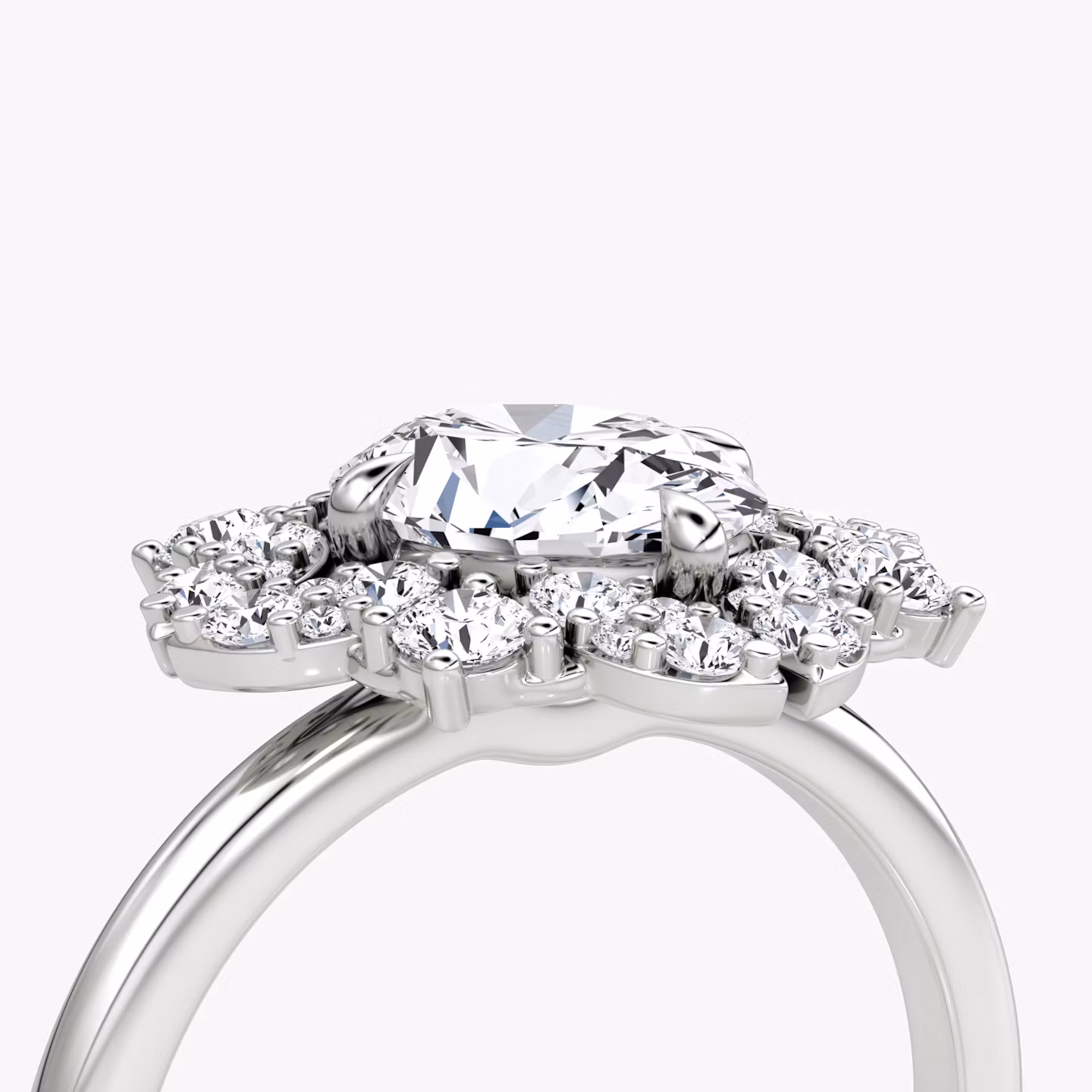 The Carnation | Oval | 18k | White Gold | bandAccent: Plain | diamondOrientation: vertical | caratWeight: other