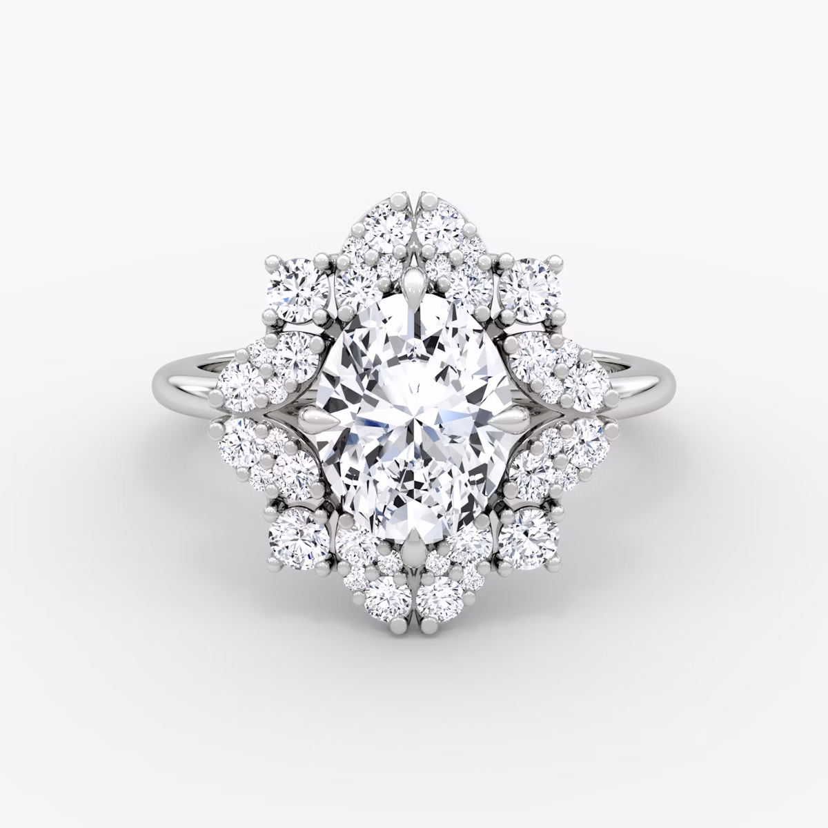 The Carnation | Oval | 18k | White Gold | bandAccent: Plain | diamondOrientation: vertical | caratWeight: other