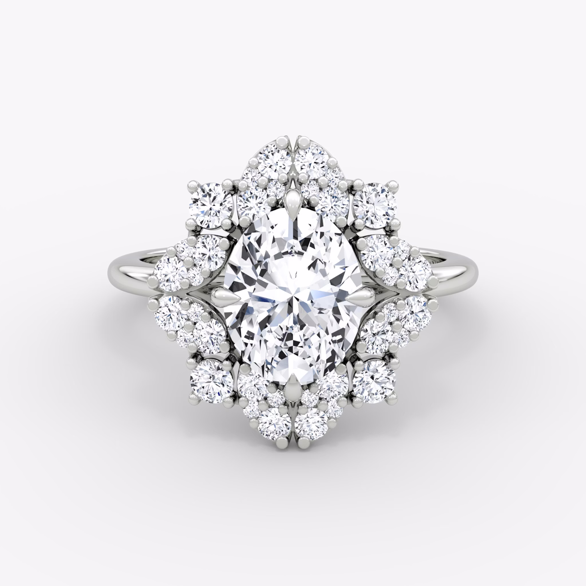 The Carnation | Oval | Platinum | bandAccent: Plain | diamondOrientation: vertical | caratWeight: other