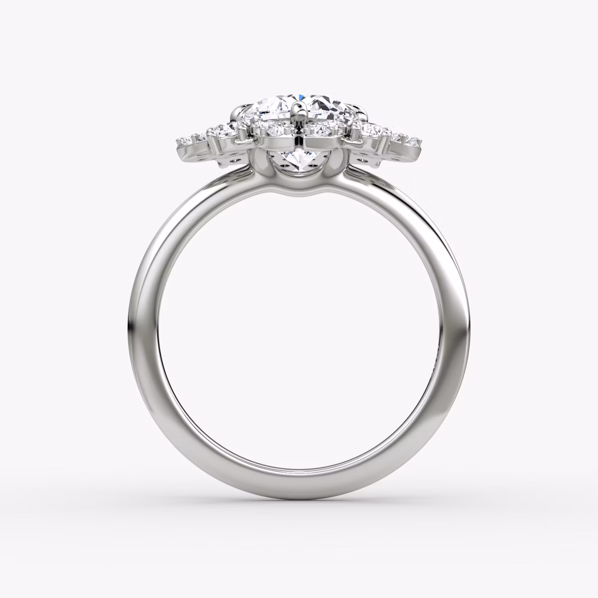 The Carnation | Oval | 18k | White Gold | bandAccent: Plain | diamondOrientation: vertical | caratWeight: other