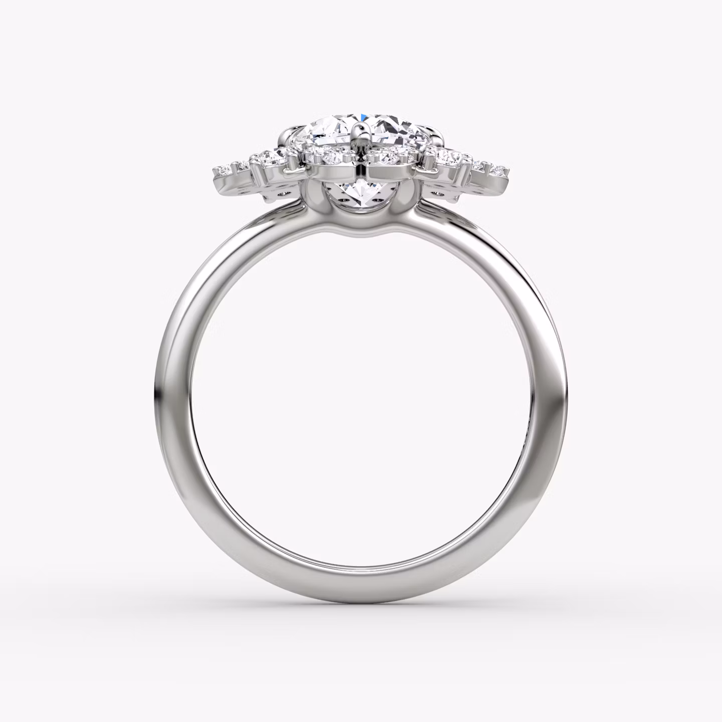 The Carnation | Oval | 18k | White Gold | bandAccent: Plain | diamondOrientation: vertical | caratWeight: other