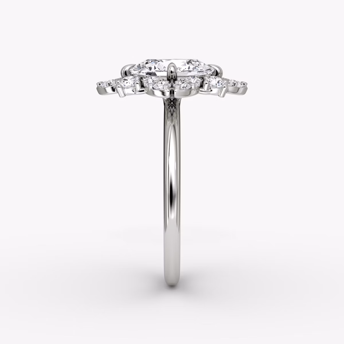 The Carnation | Oval | 18k | White Gold | bandAccent: Plain | diamondOrientation: vertical | caratWeight: other